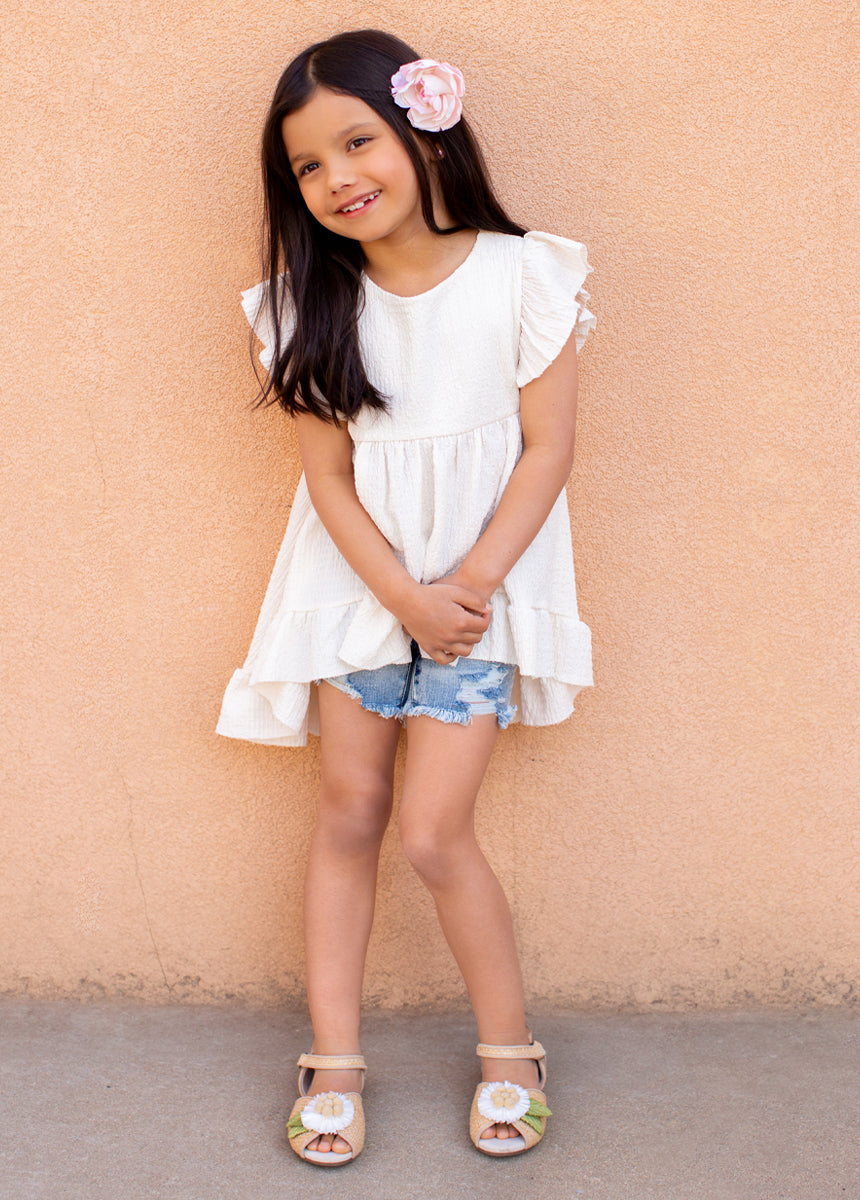 Mercedes Peep Toe Flats in Straw-My Prom Time