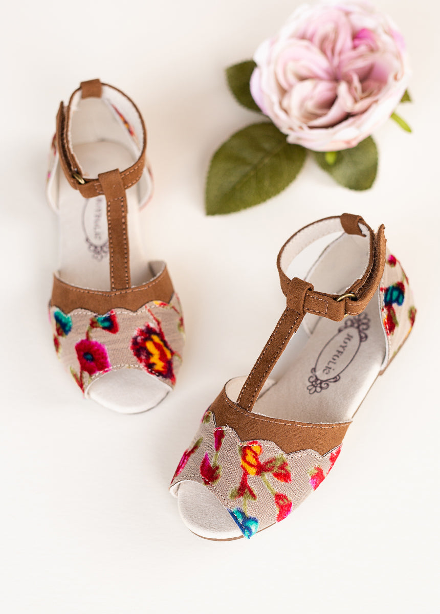 Stella Sandal Flat in Multi Floral-My Prom Time