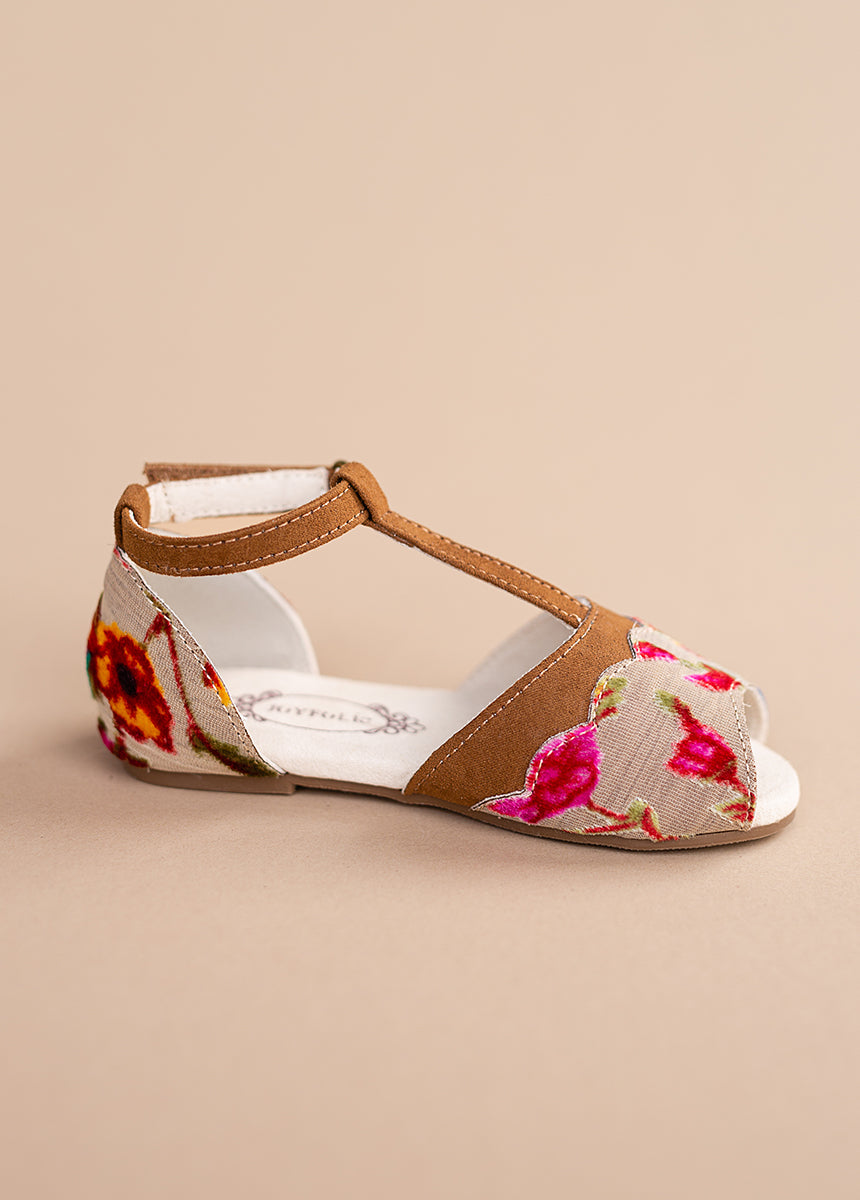 Stella Sandal Flat in Multi Floral-My Prom Time