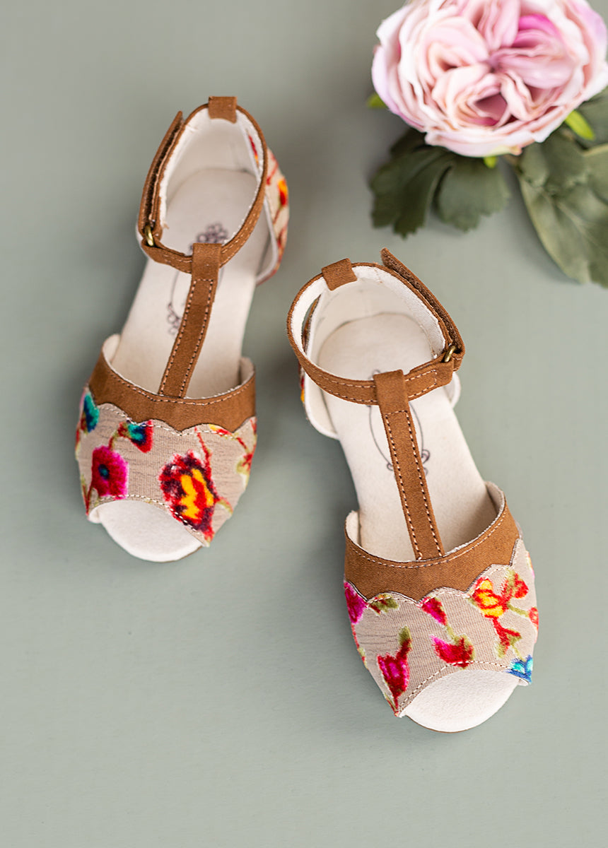 Stella Sandal Flat in Multi Floral-My Prom Time