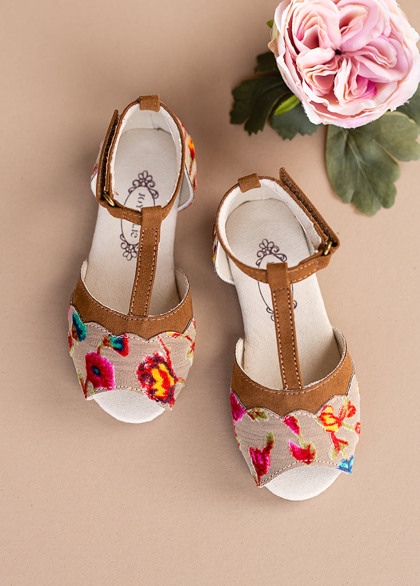 Stella Sandal Flat in Multi Floral-My Prom Time