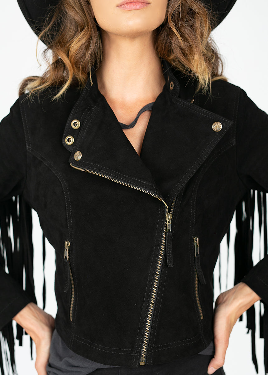 Sutherlyn Leather Jacket in Black-My Prom Time