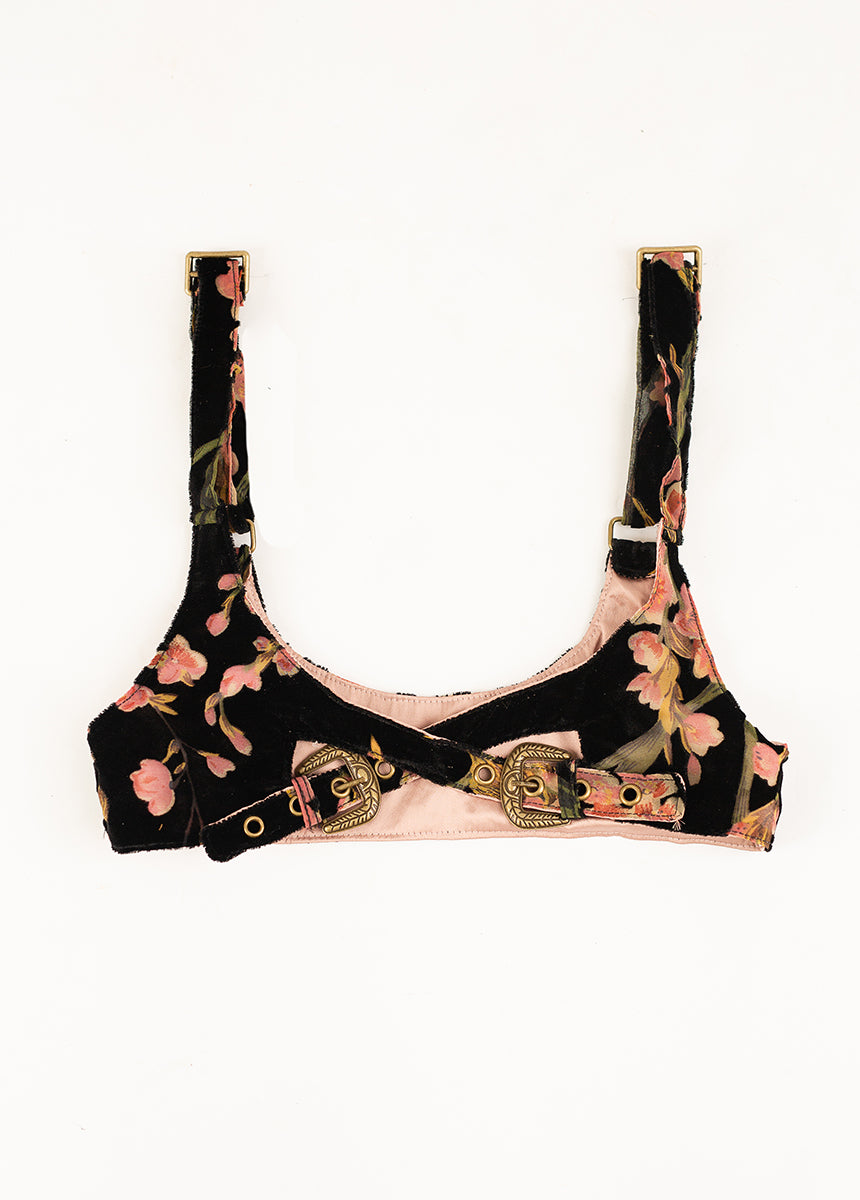 Tashia Harness in Black Floral Burnout-My Prom Time