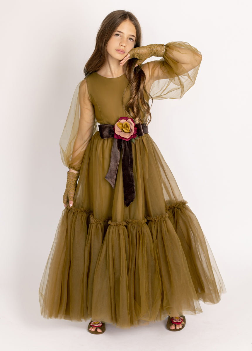 Lacy Gloves in Bistre-My Prom Time