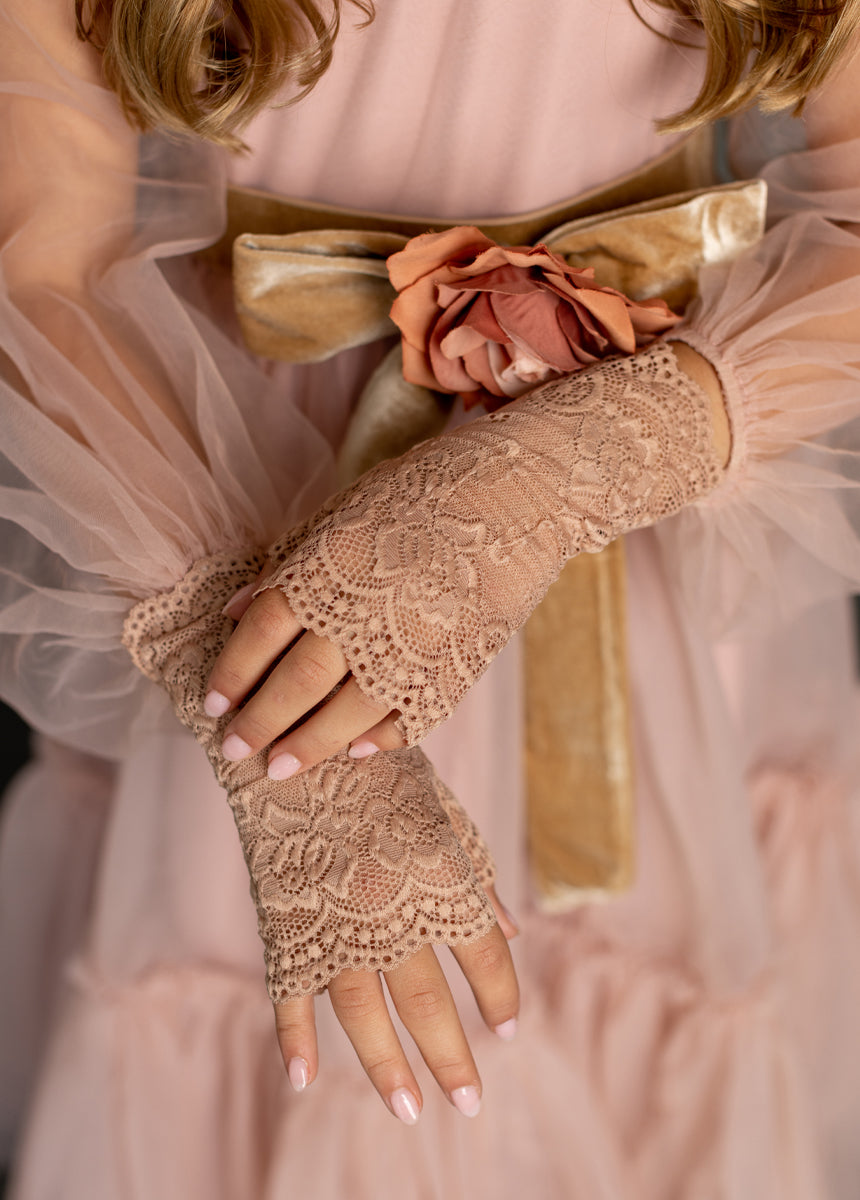 Lacy Gloves in Blush-My Prom Time