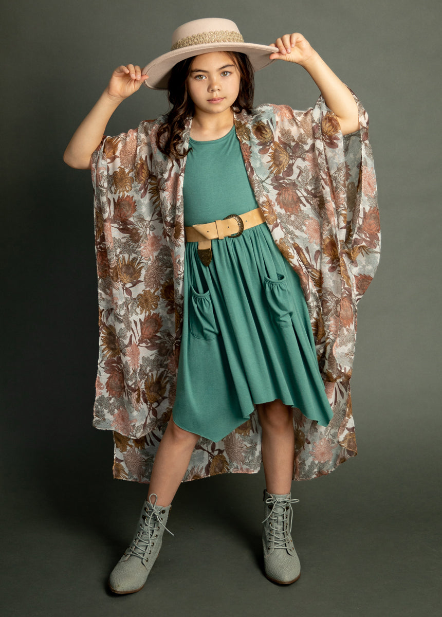 Avalon Duster in Ecru Floral-My Prom Time