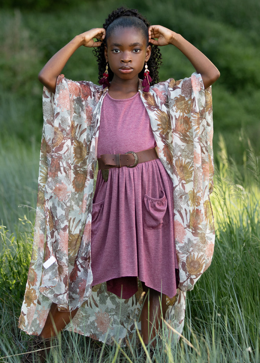 Avalon Duster in Ecru Floral-My Prom Time