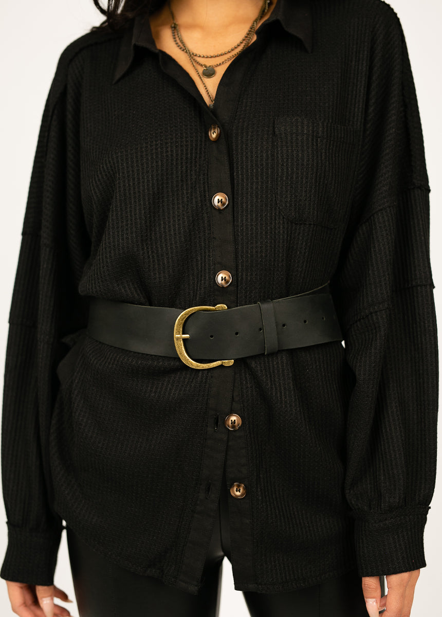 Zosi Leather Belt in Black-My Prom Time