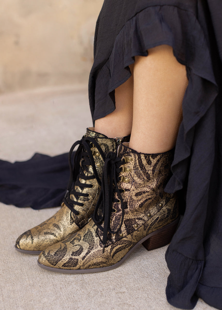 Virginia Boot in Gold Lace-My Prom Time