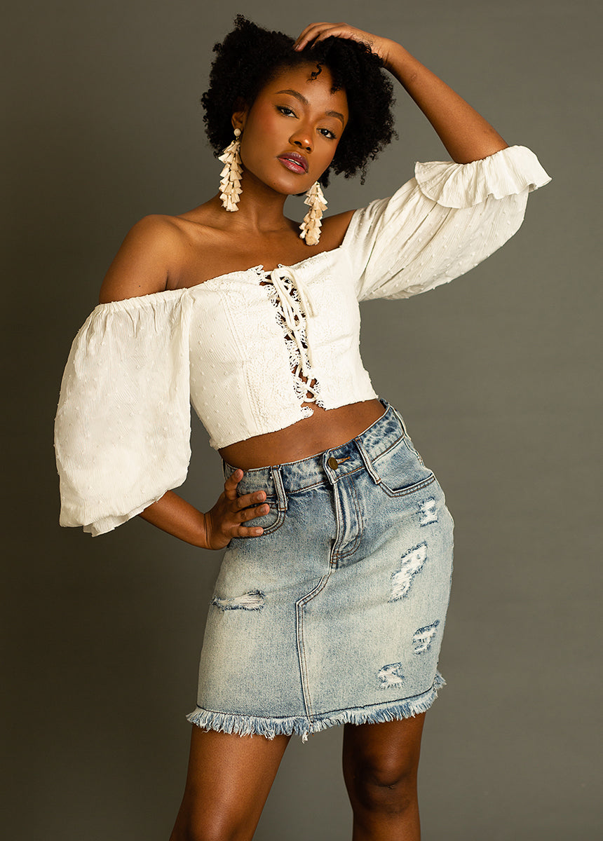 Abilene Denim Skirt in Dark Indigo-My Prom Time