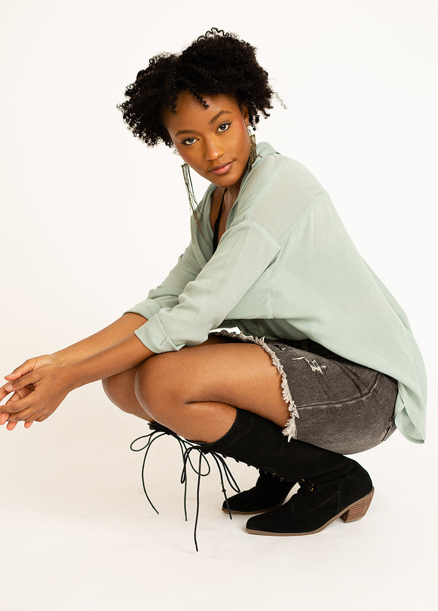 Abilene Denim Skirt in Washed Black-My Prom Time