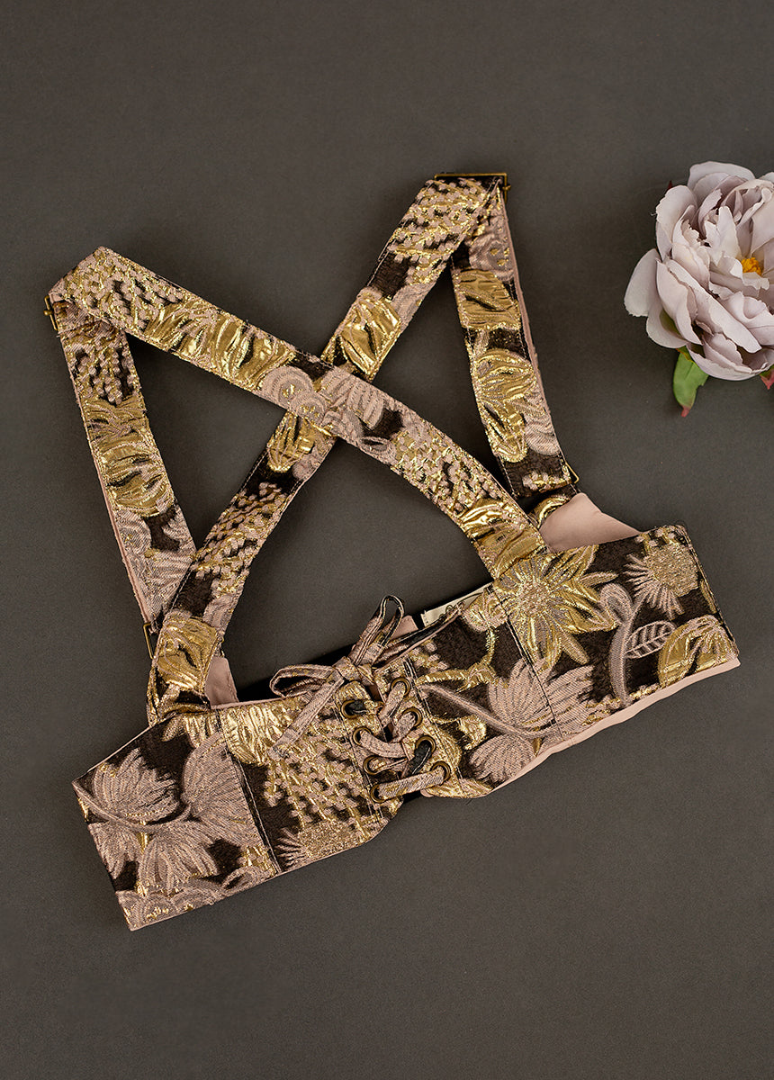 Zaylee Belt in Black Floral-My Prom Time