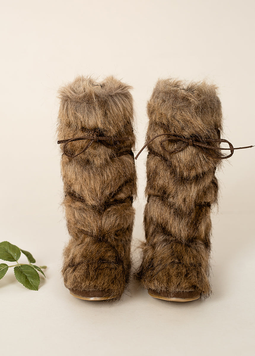 Zoe Boots in Faux Wolf-My Prom Time