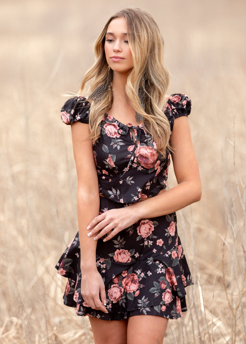 Zosia Set In Black Floral-My Prom Time