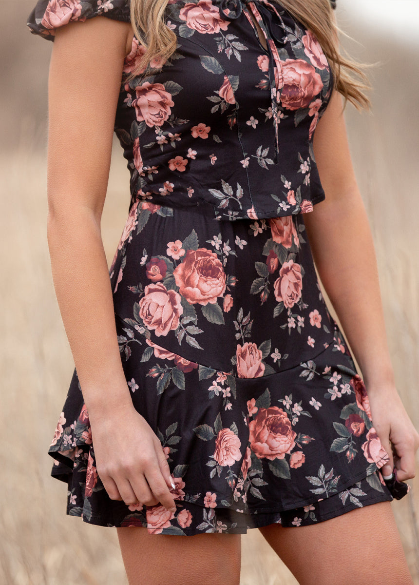 Zosia Set In Black Floral-My Prom Time