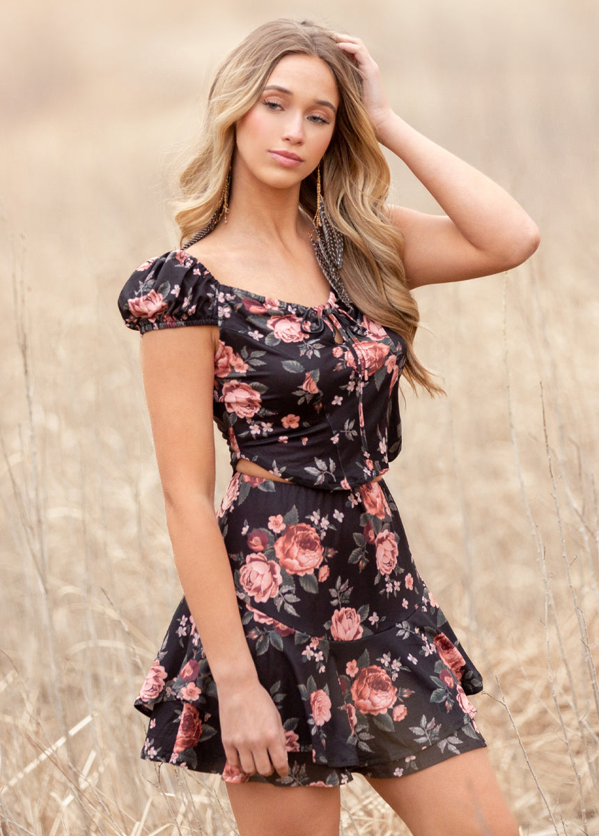 Zosia Set In Black Floral-My Prom Time
