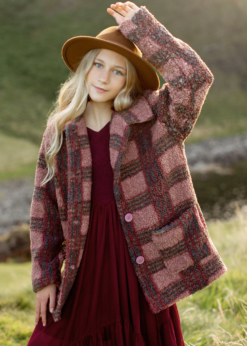 Gertrude Coat in Rose Plaid-My Prom Time