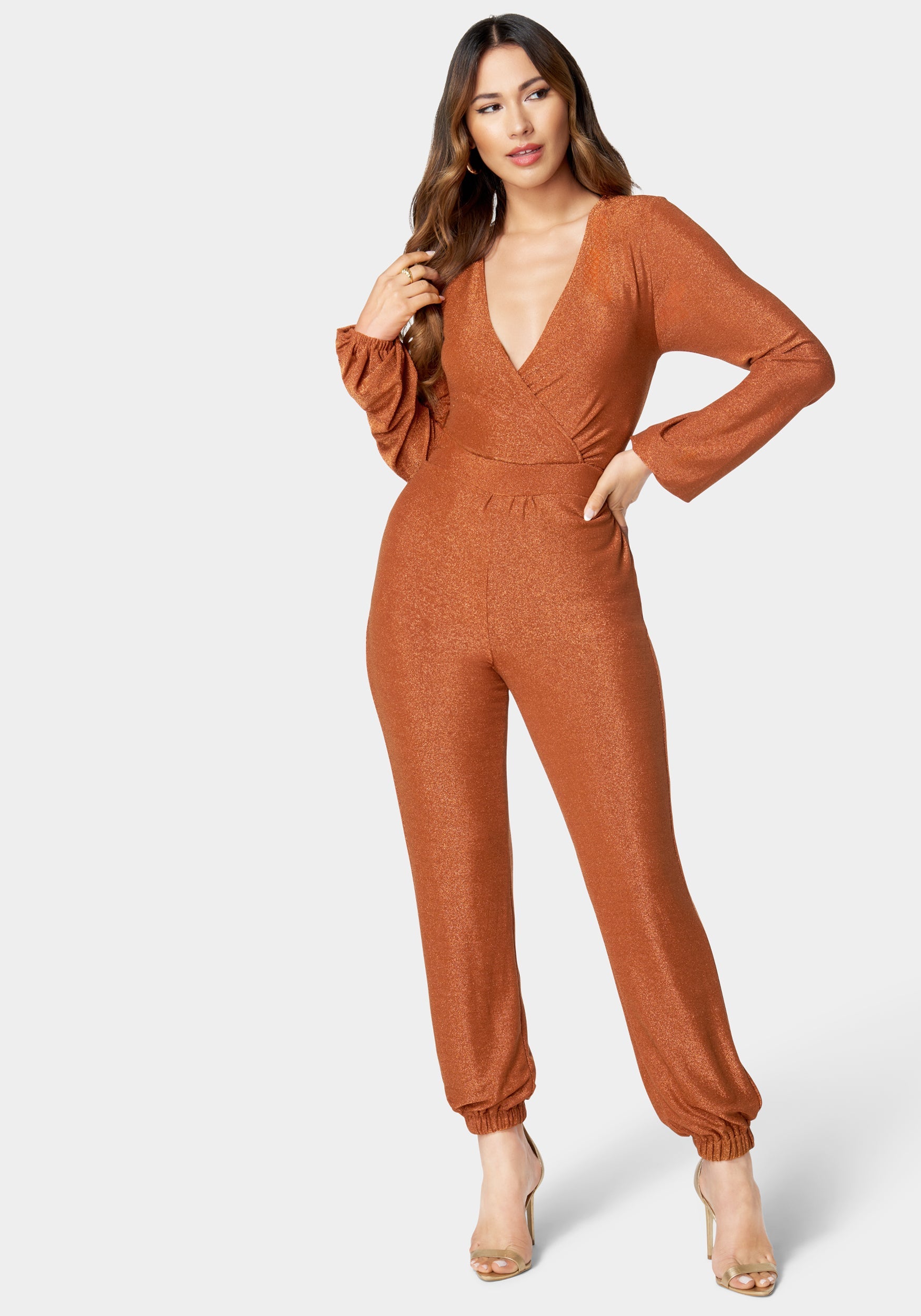 Sparkle Knit Long Sleeve Jumpsuit-Beilave