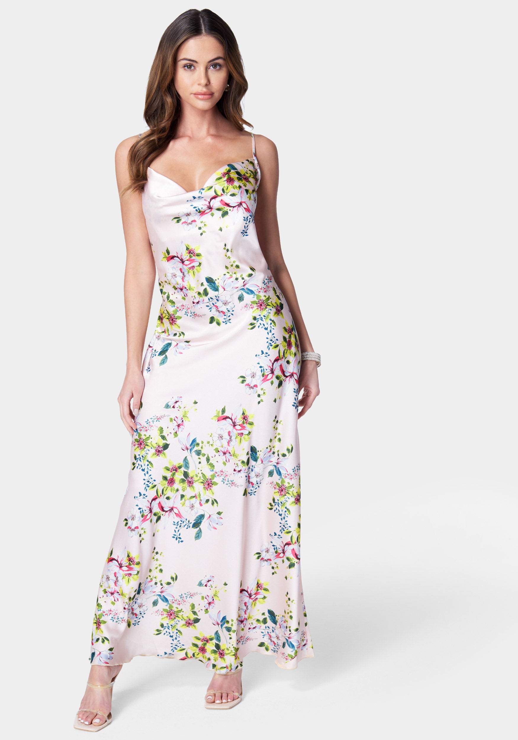Floral Cowl Neck Maxi Dress-Beilave