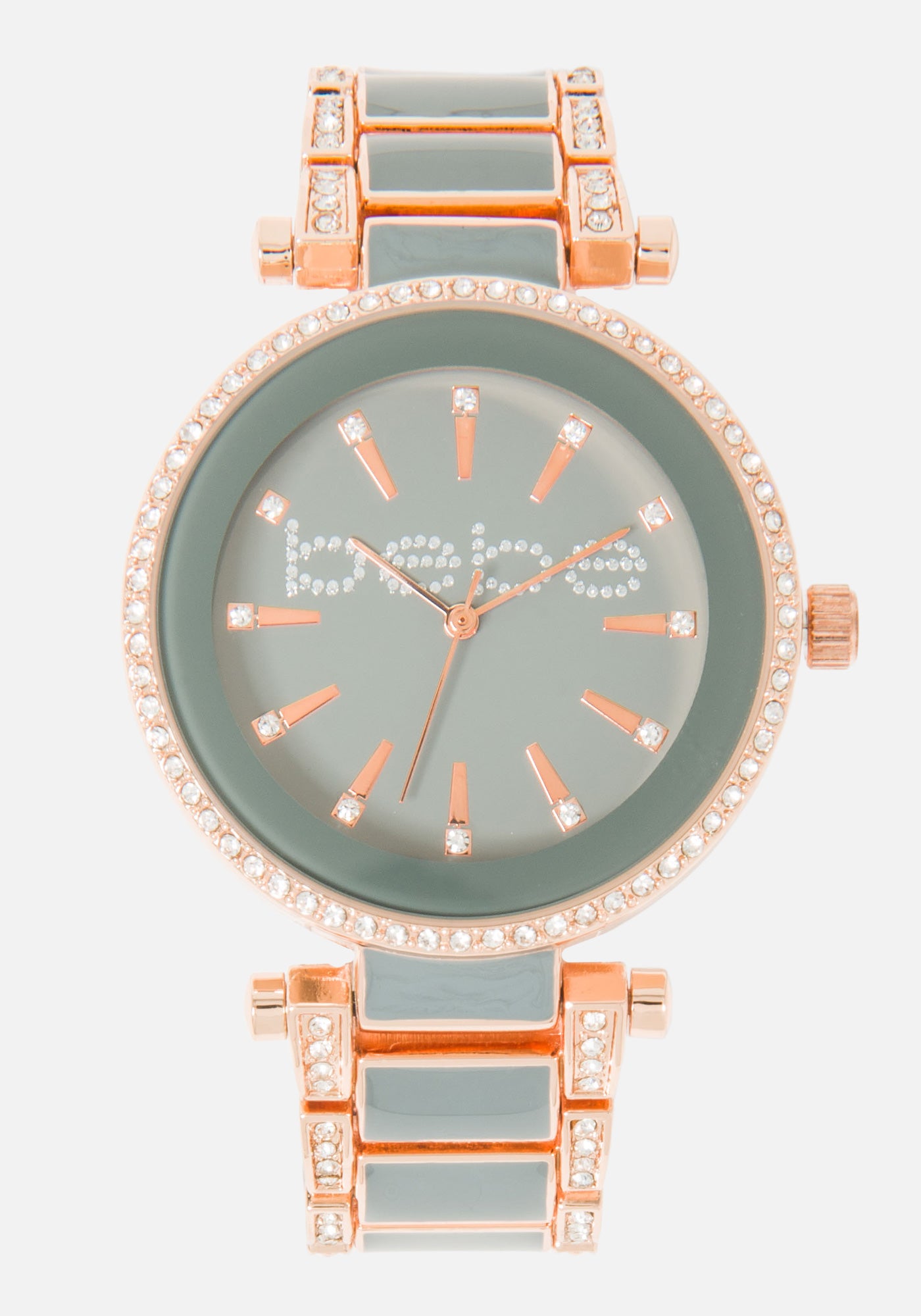 Grey Enamel And Crystal Beilave Logo Watch-Beilave
