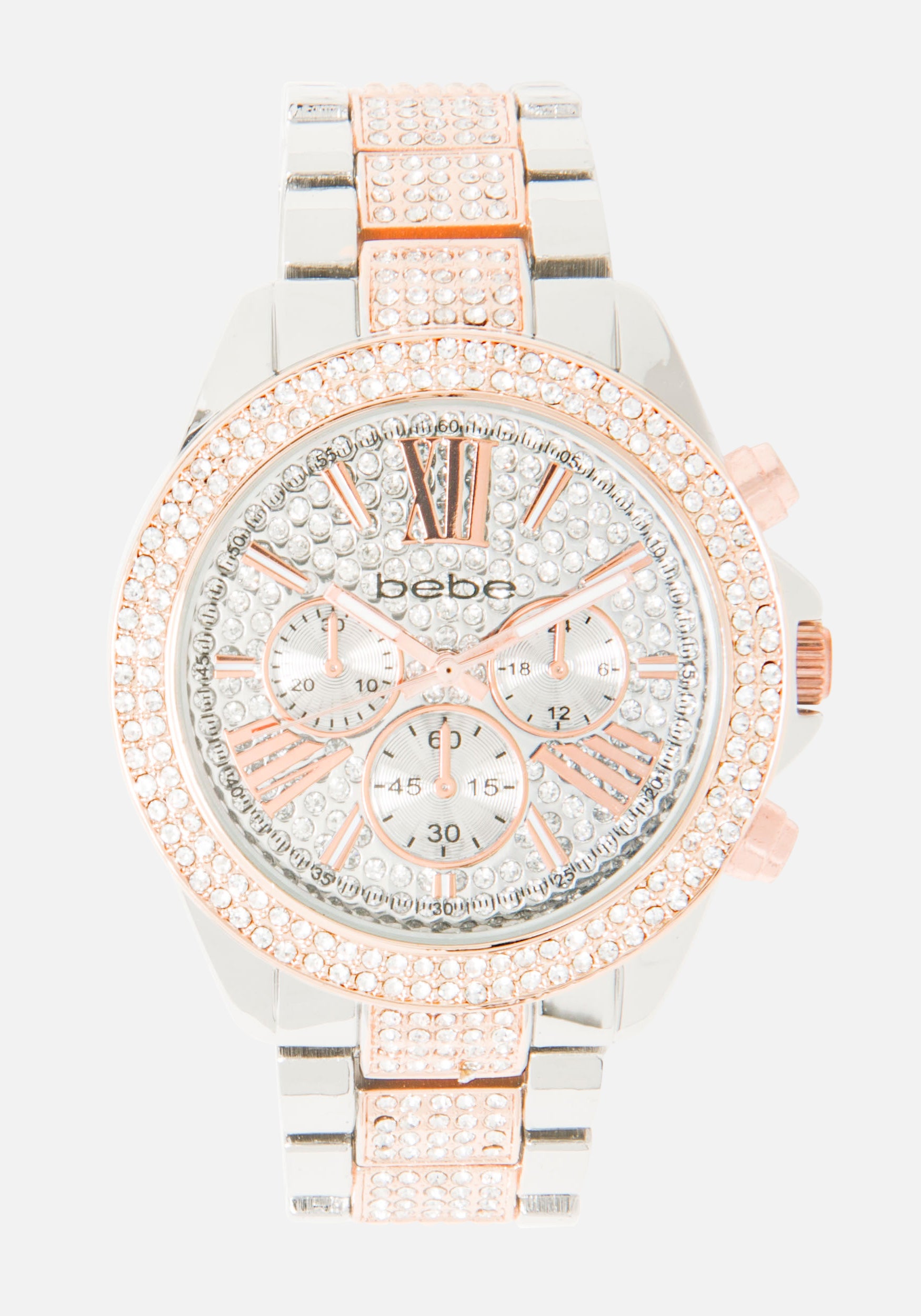 Two Tone Crystal Link Bracelet Watch-Beilave