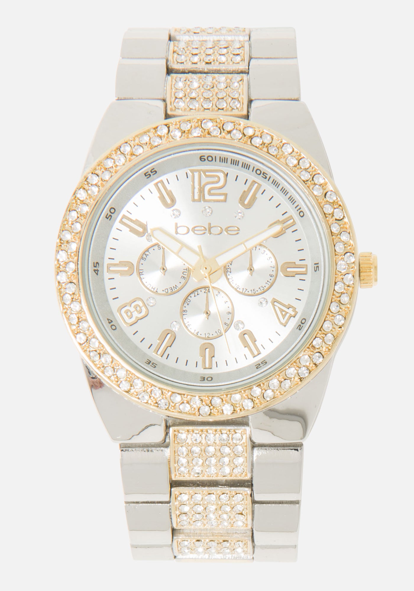 Two Tone Crystal Bezel Arabic Numbers Watch-Beilave
