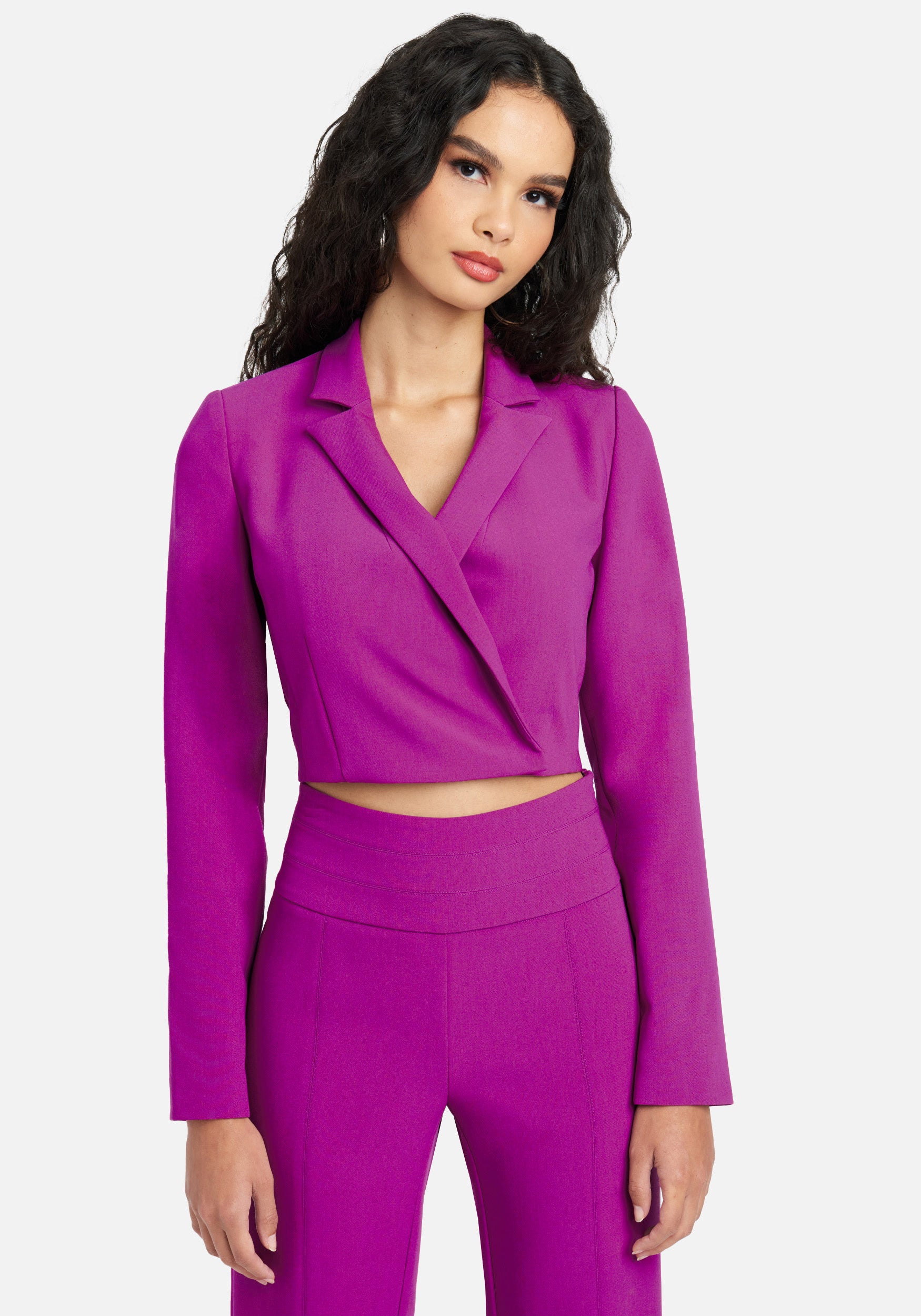 Tuxedo Cropped Stretch Twill Jacket-Beilave