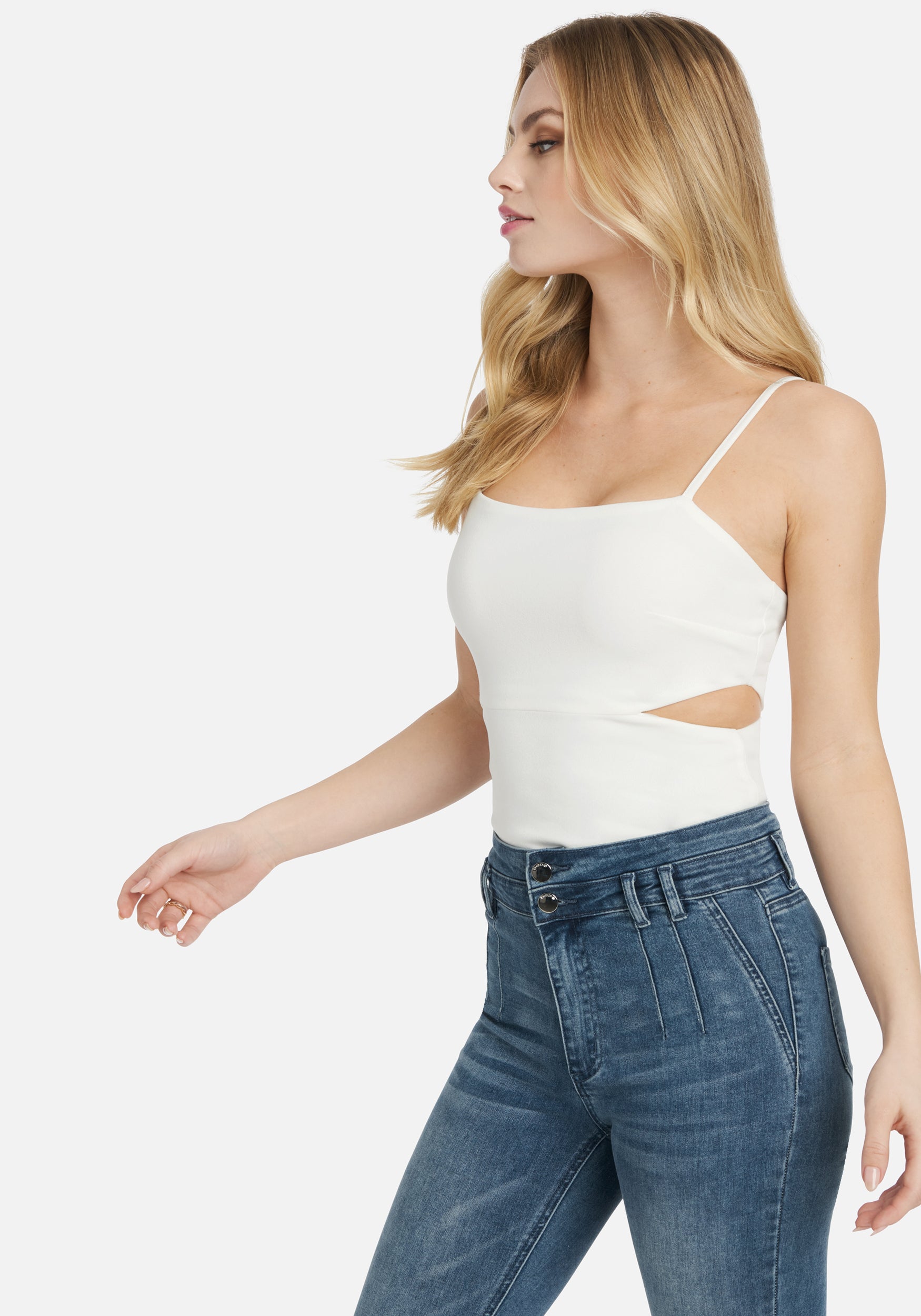 Side Cutouts Knit Crepe Top-Beilave