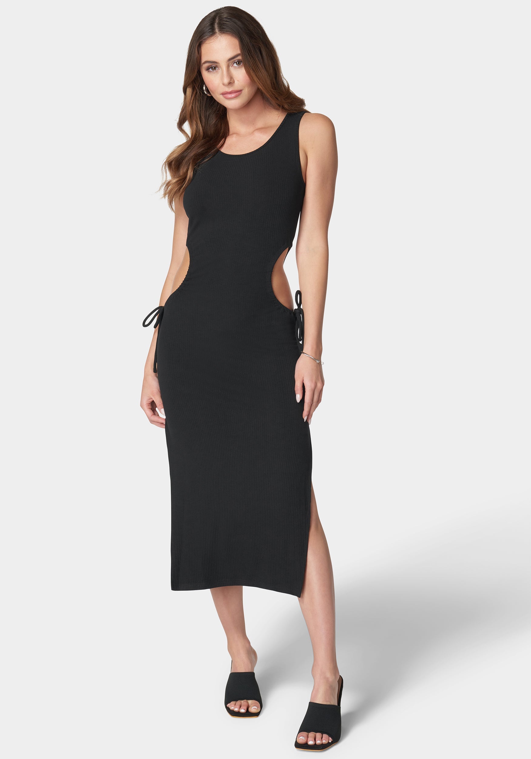 Tie Side Cutout Slit Dress-Beilave