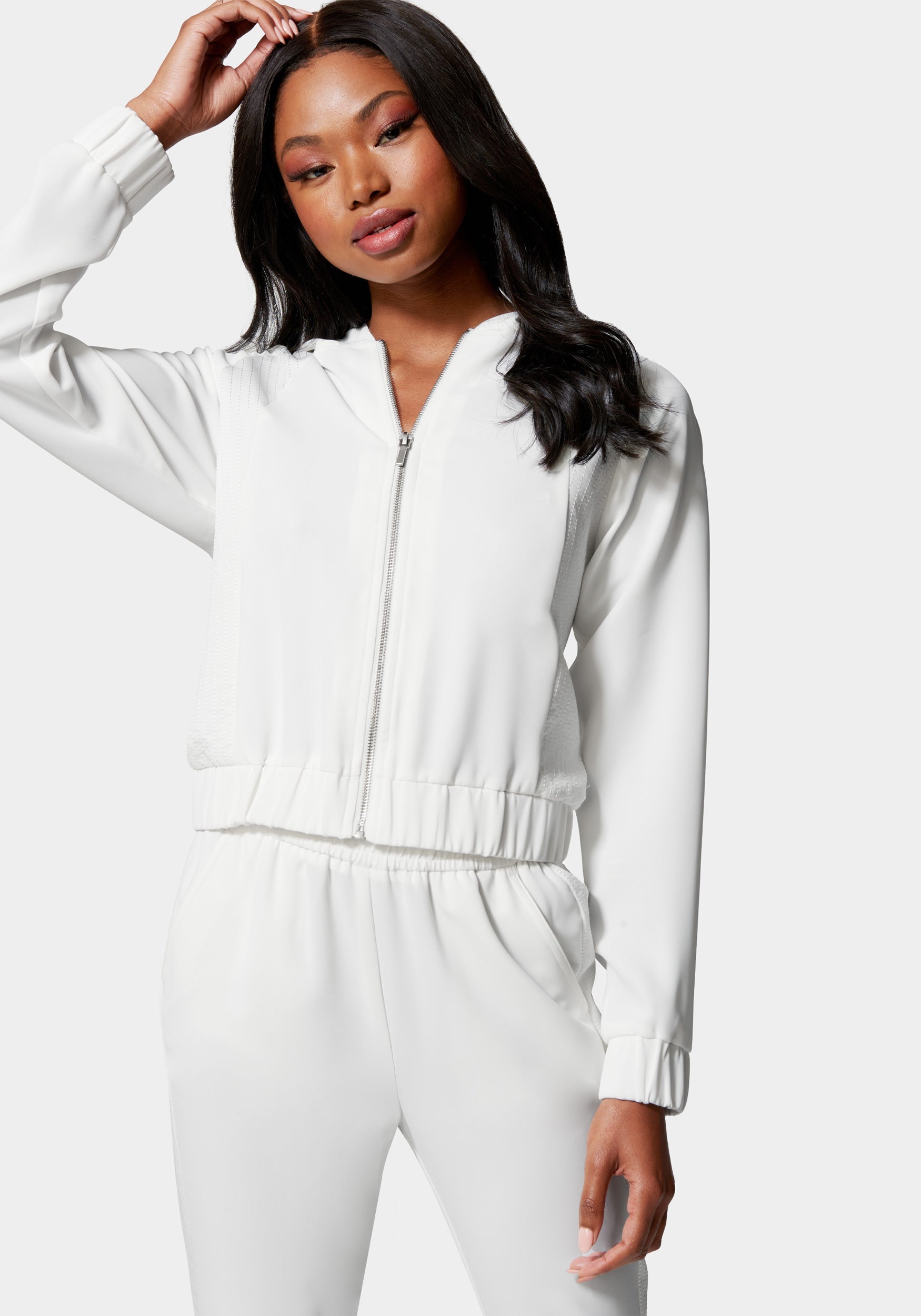 Beilave Lux Lounge Crepe Zip Up With Combo Satin-Beilave