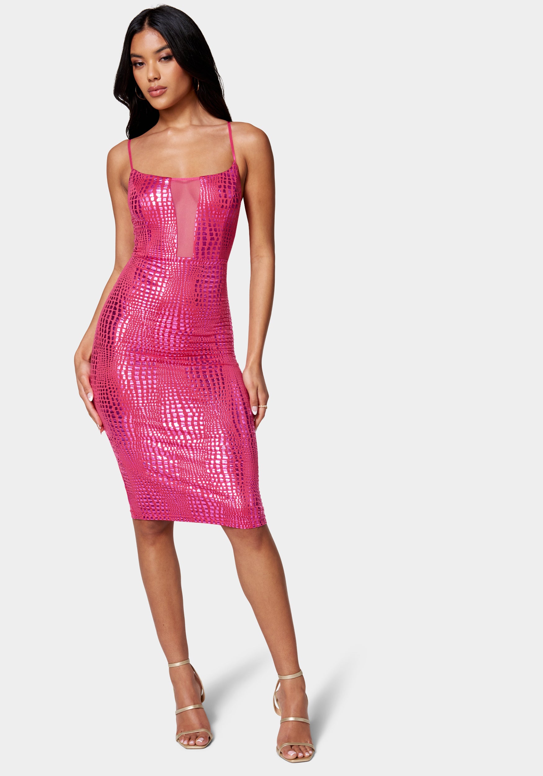 Vegan Leather Caged Mini Dress-Beilave