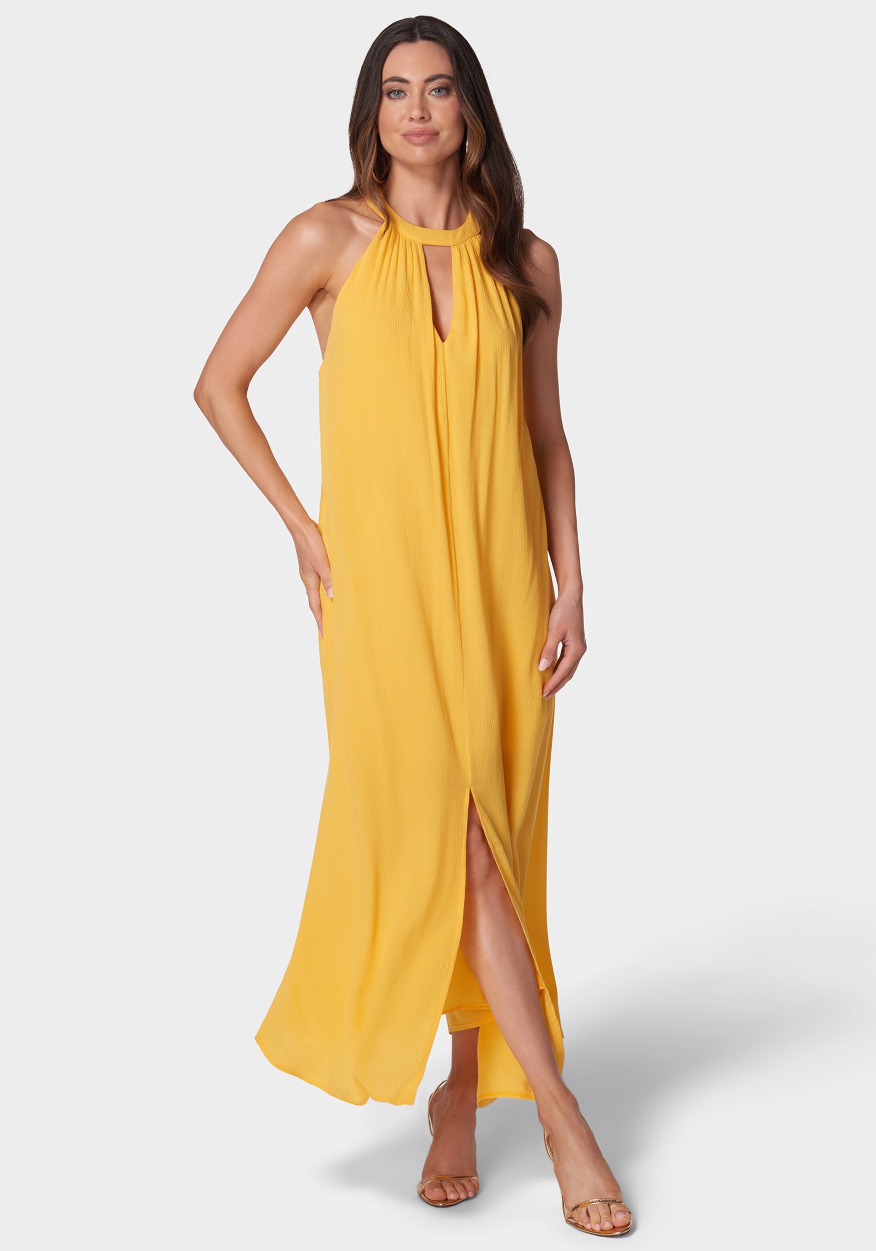 Strappy Back Trapeze Maxi Dress-Beilave