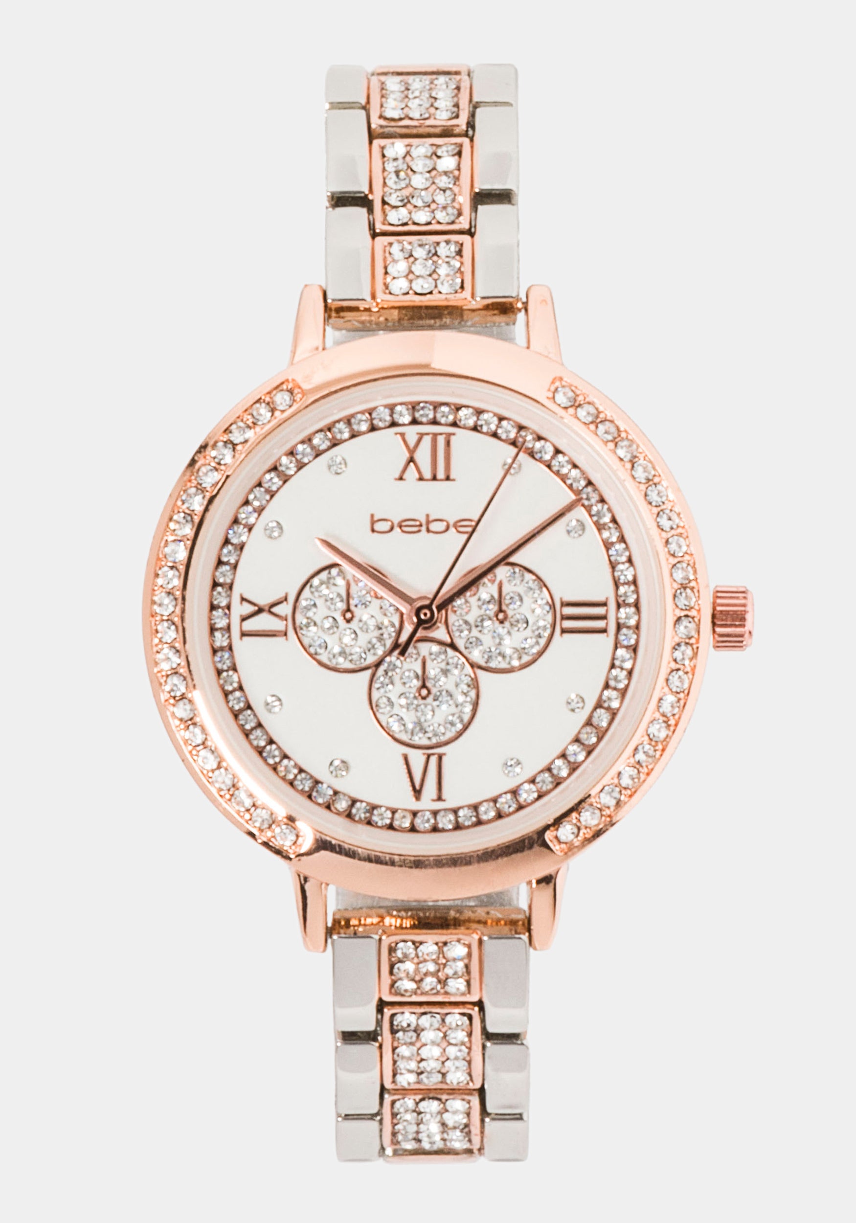 Two Tone Crystal Bezel Roman Numeral Watch-Beilave