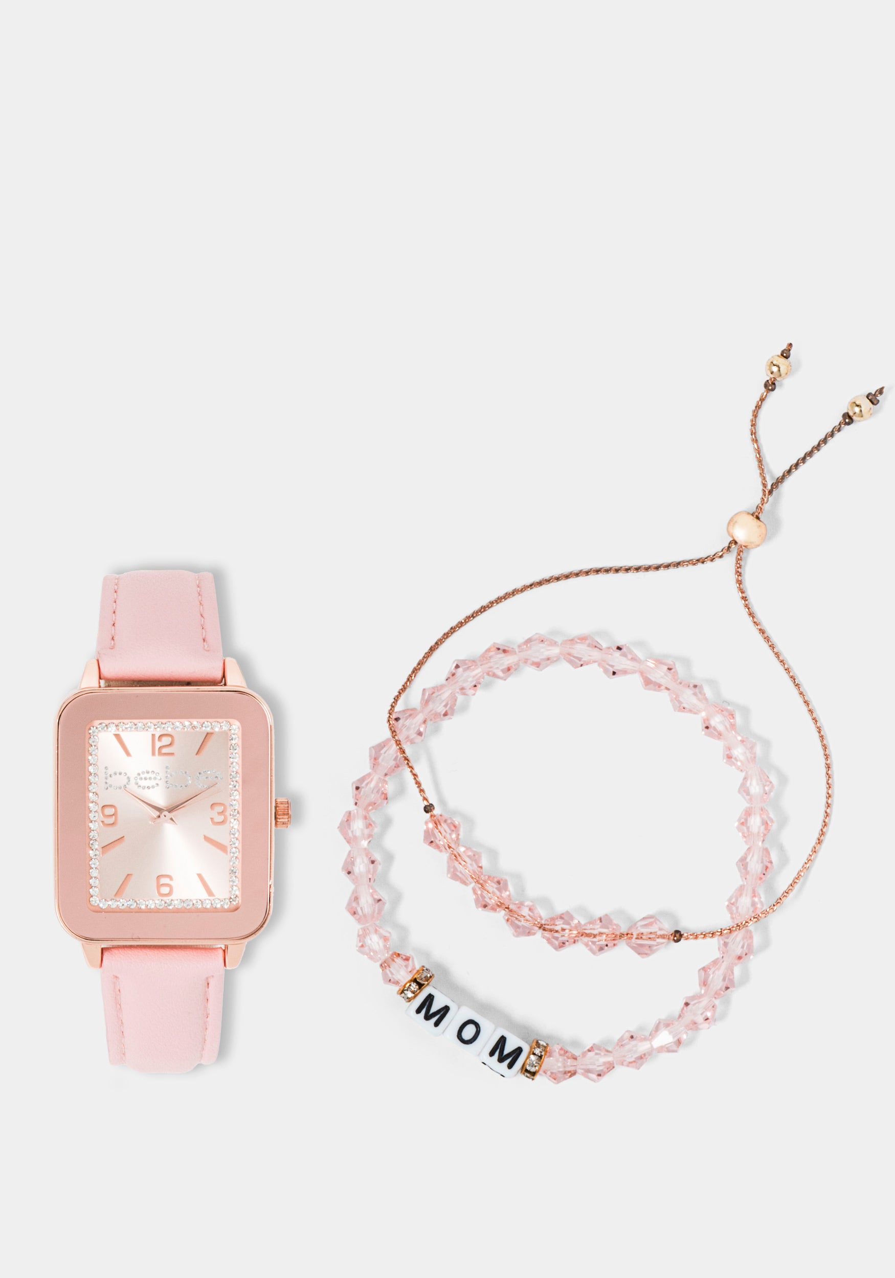 Blush Square Watch & Bracelet Set-Beilave