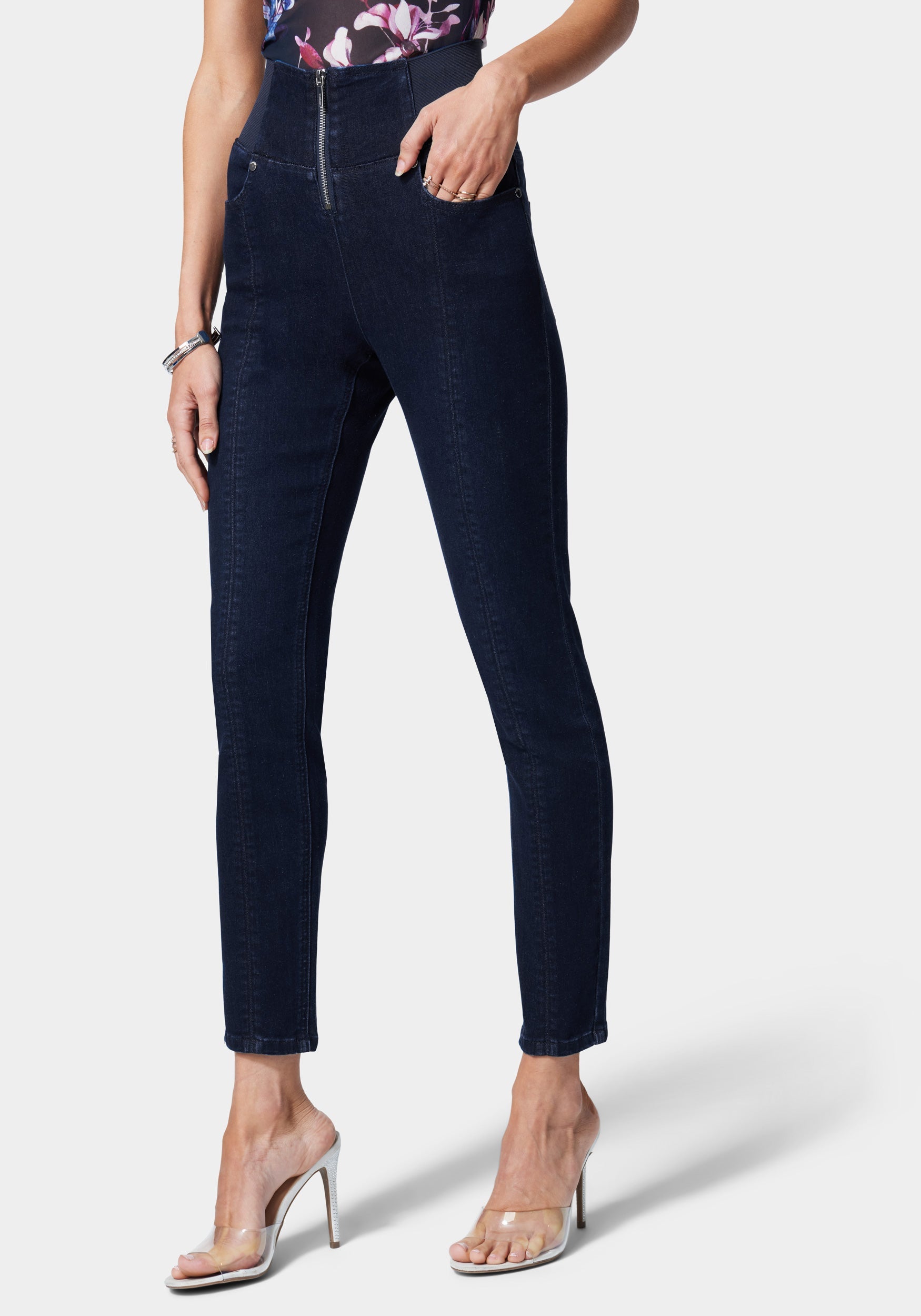 Zip Front Elastic Skinny Jean-Beilave