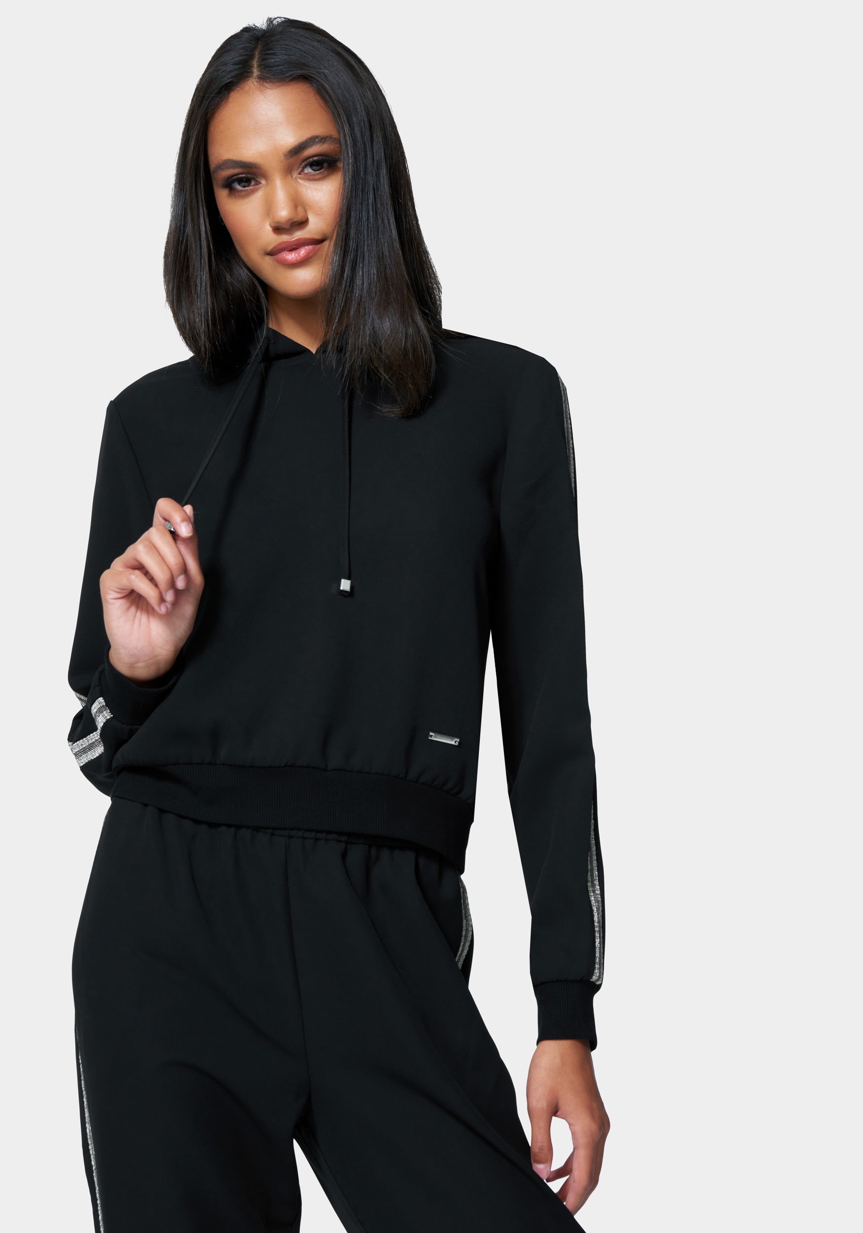 Beilave Lux Lounge Crepe Stripe Detail Hoodie-Beilave