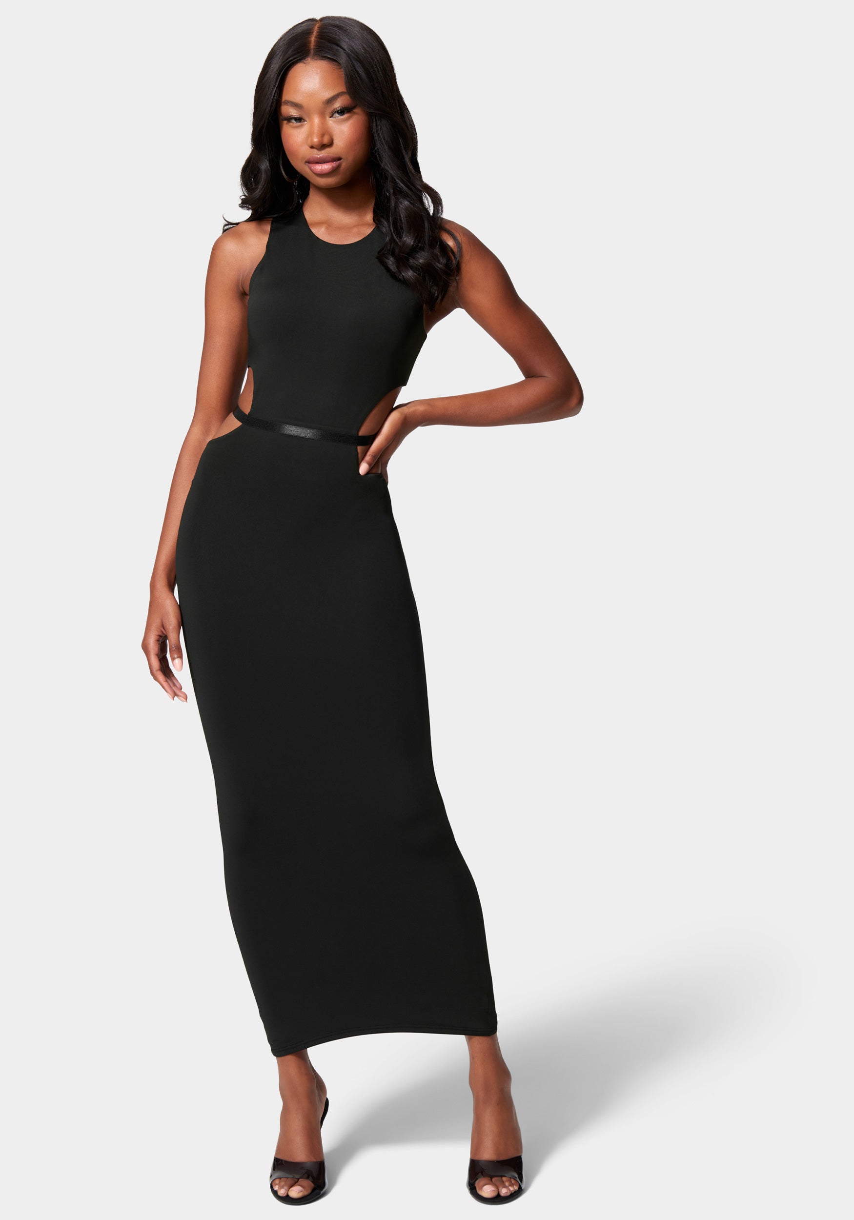Slinky Side Cutout Midi Dress-Beilave