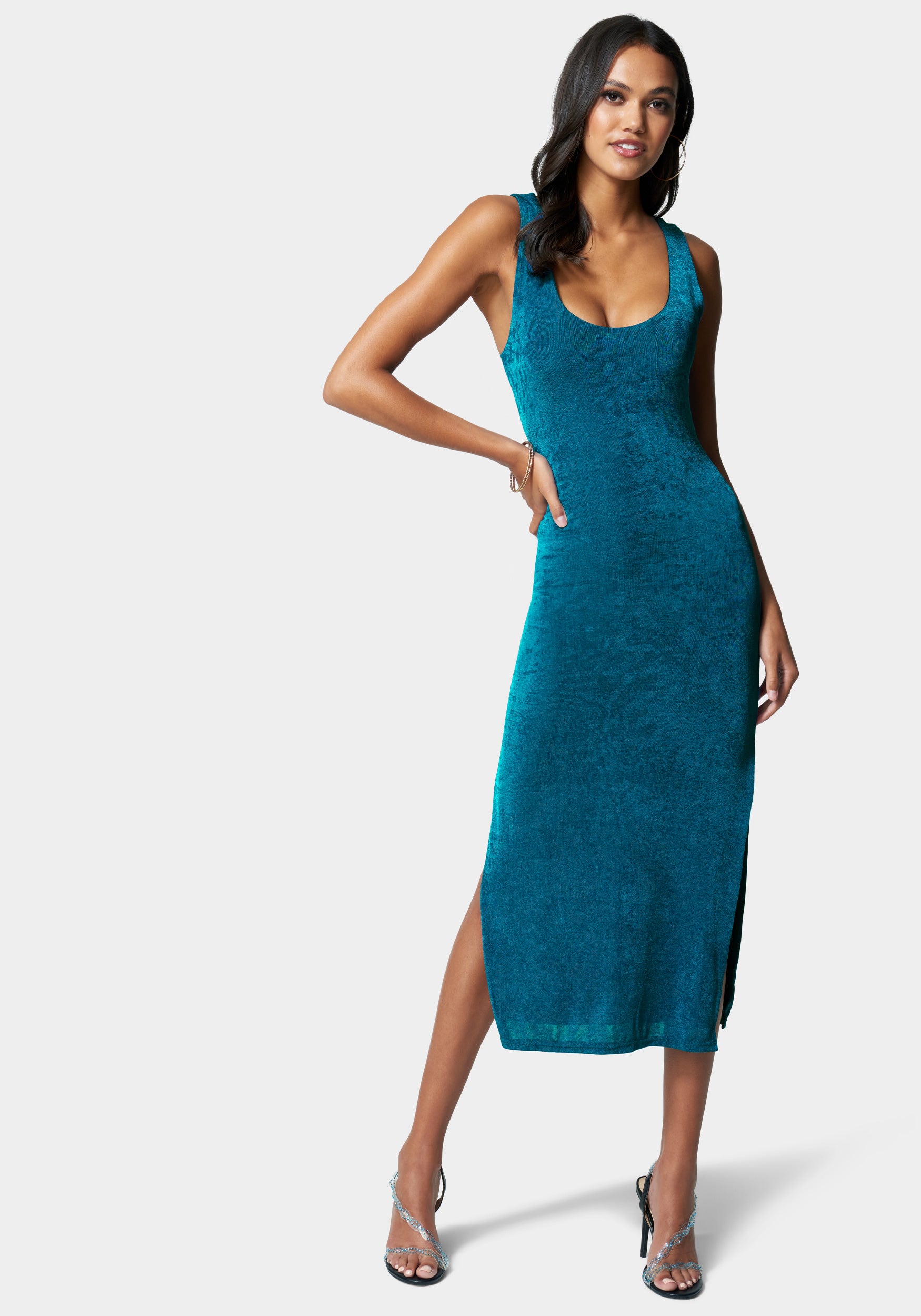 Open Back Slinky Knit Dress-Beilave