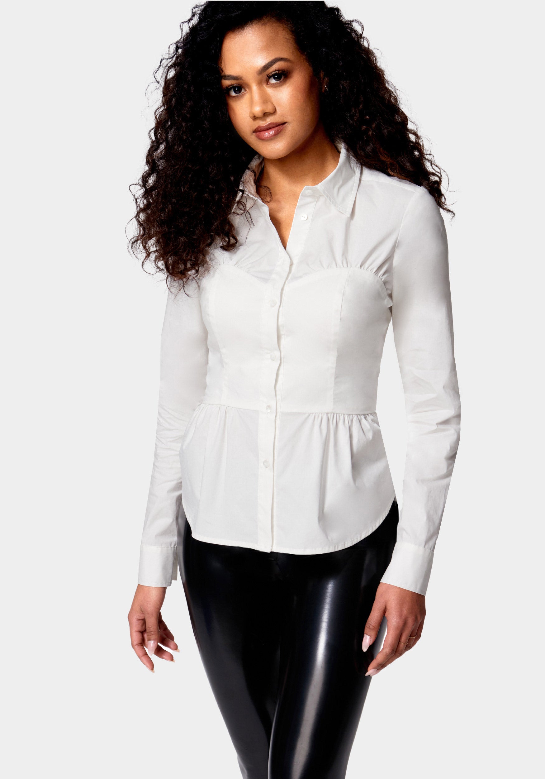 Poplin Bustier Illusion Blouse-Beilave