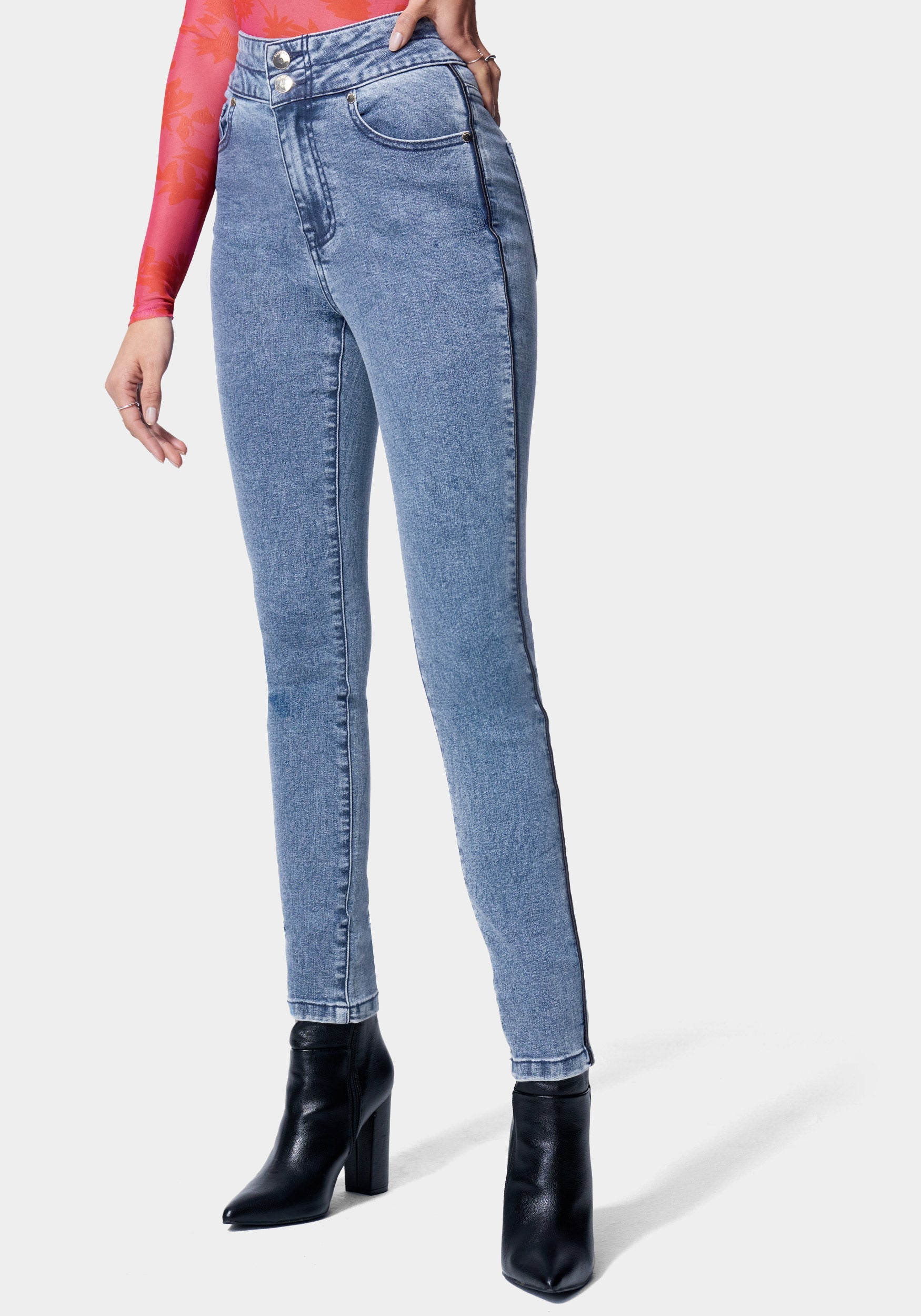 High Waist Skinny Leg Jeans-Beilave
