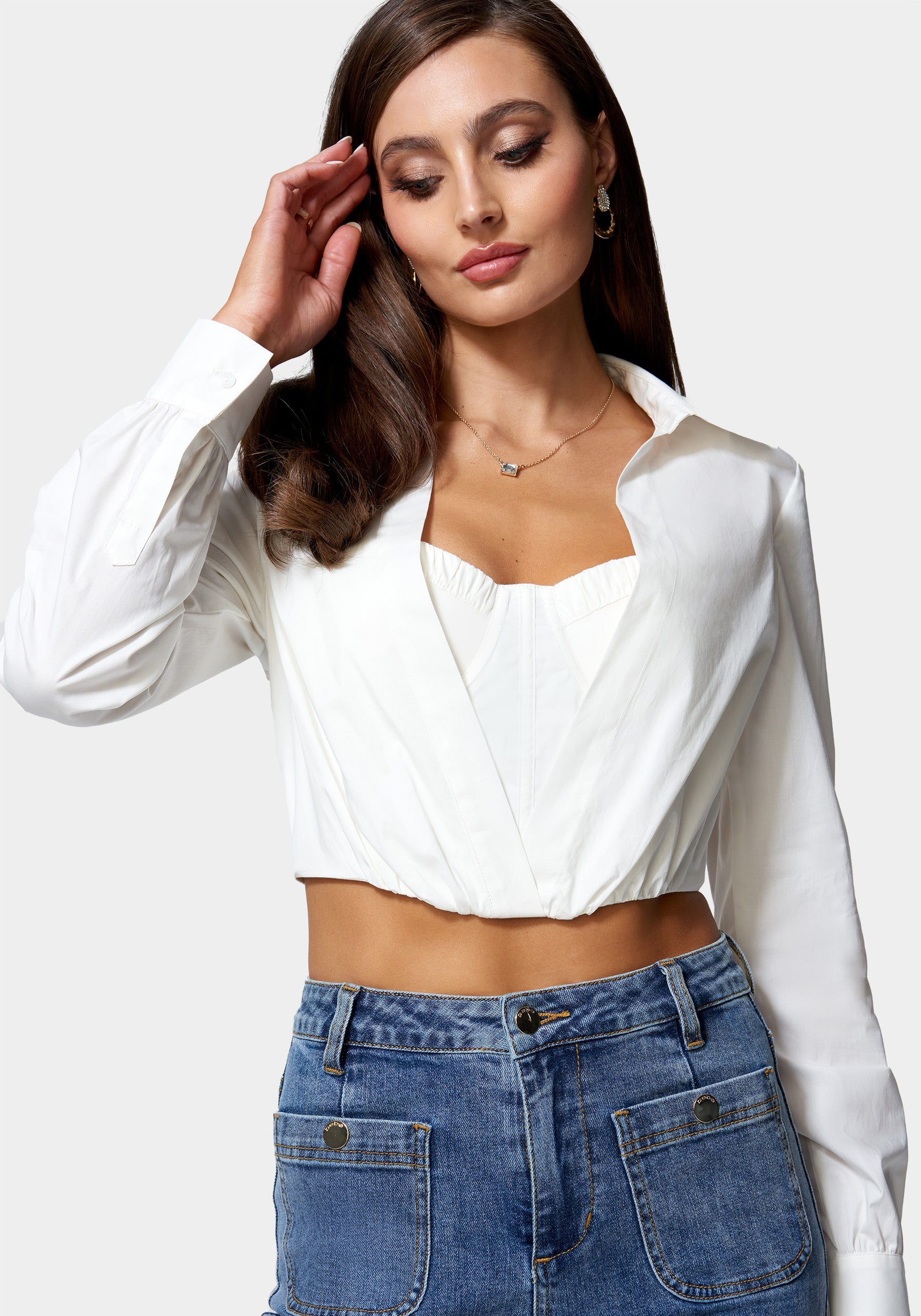 Poplin Fooler Bustier Tie Back Top-Beilave