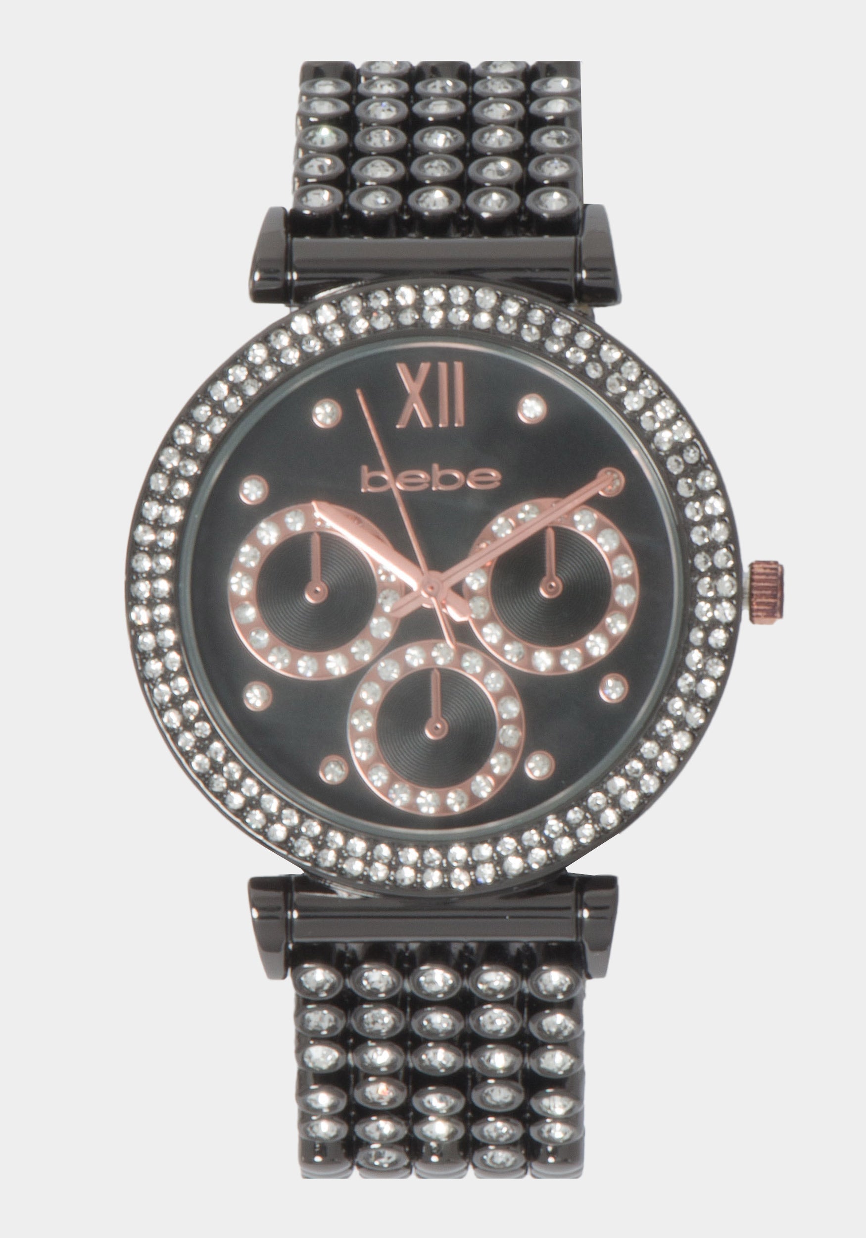 Gun Metal Dial Crystal Bezel Watch-Beilave