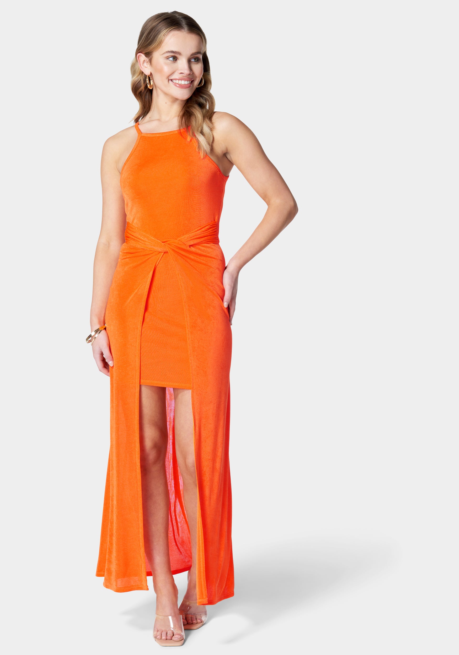 Overlay Slinky Knit Dress-Beilave