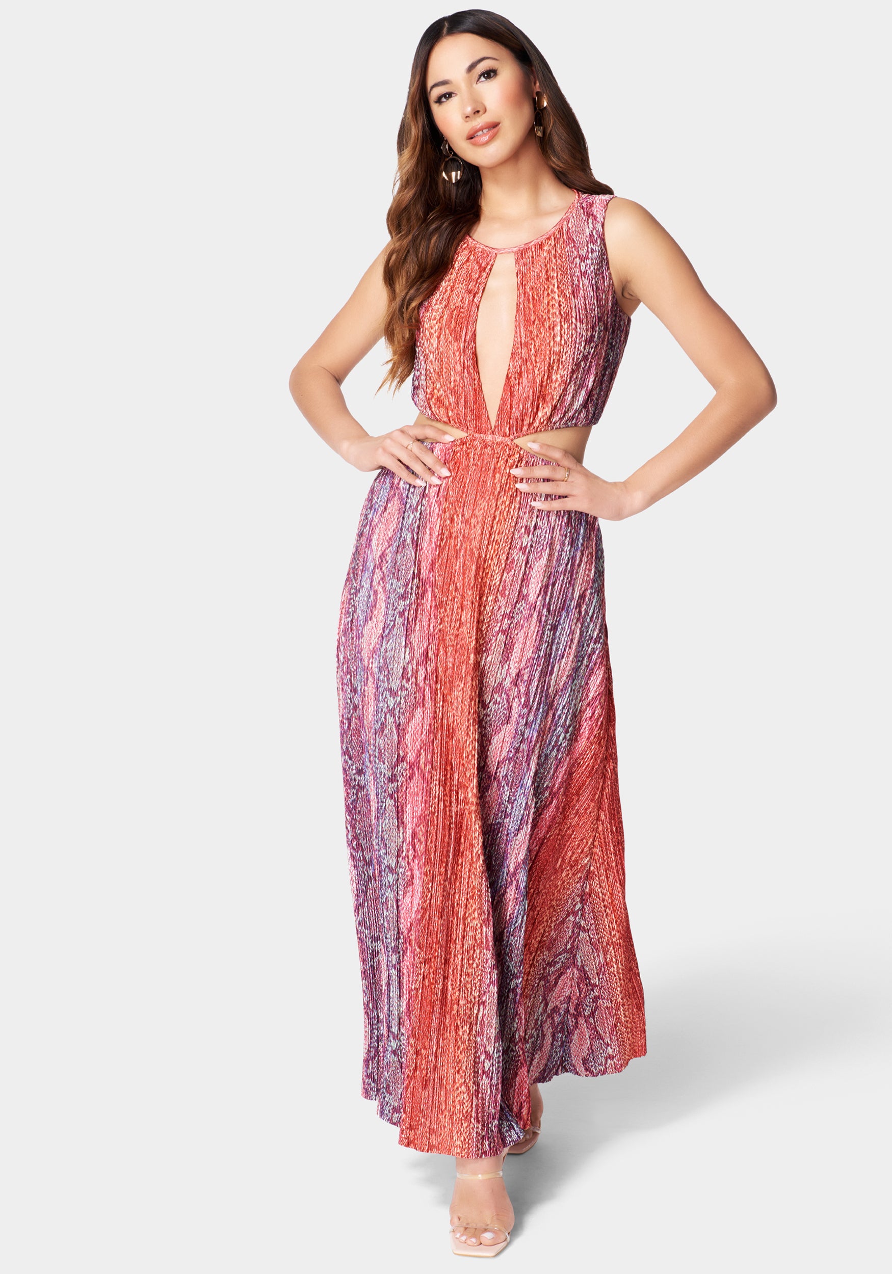 Printed Pleated Cut Out Maxi-Beilave