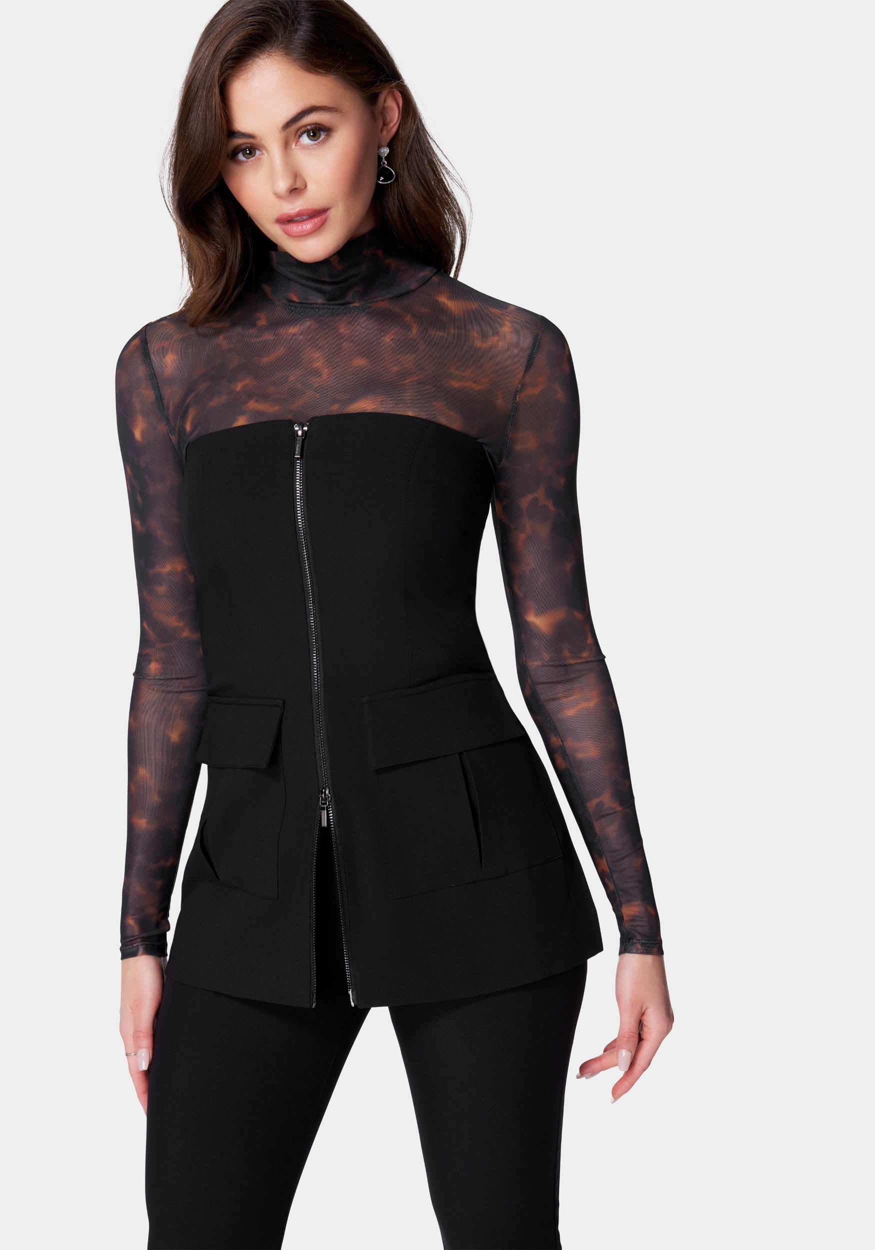 Tailored Patch Pocket Zip Front Vest-Beilave