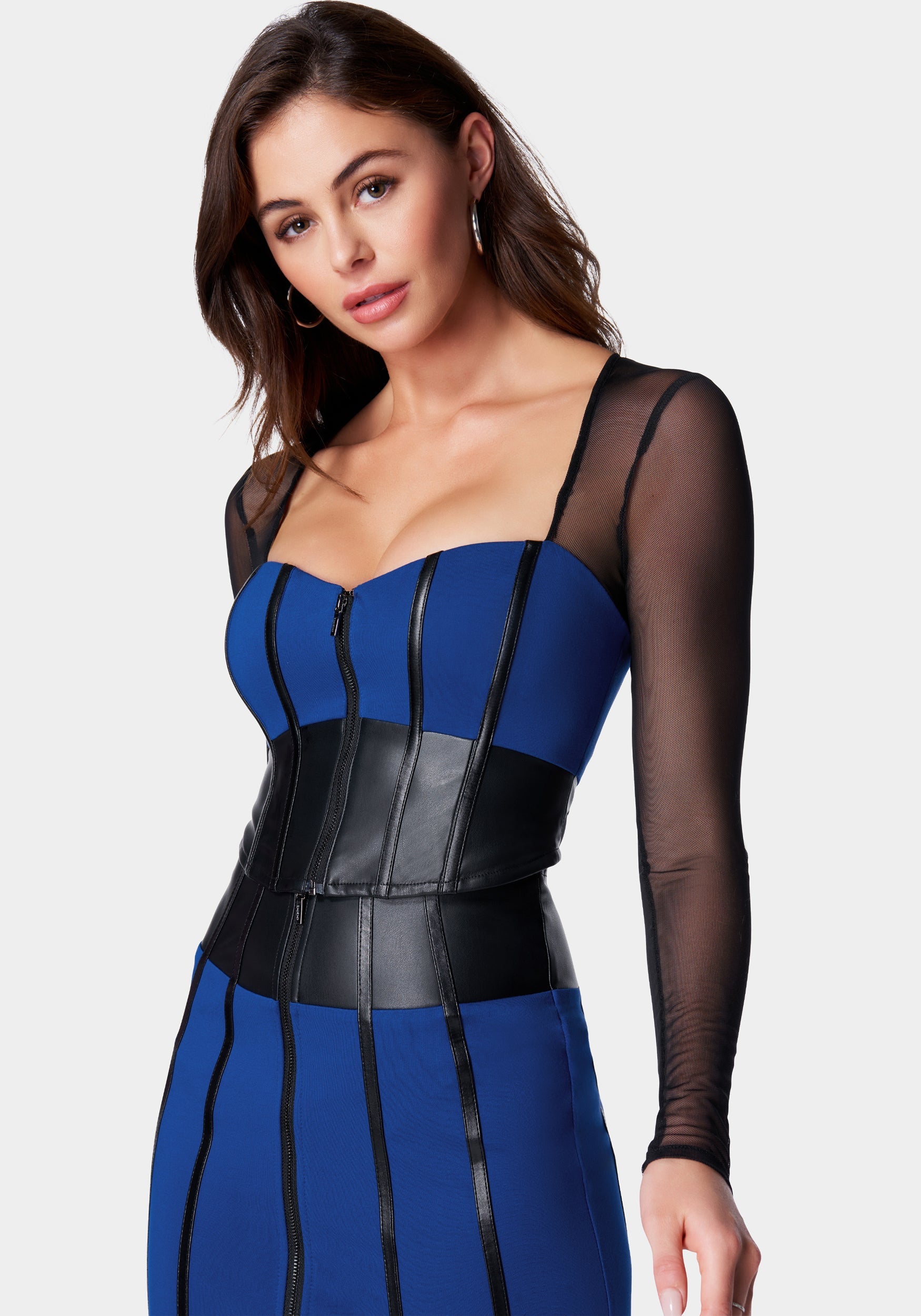 Vegan Leather Combo Pdr Bustier Top-Beilave