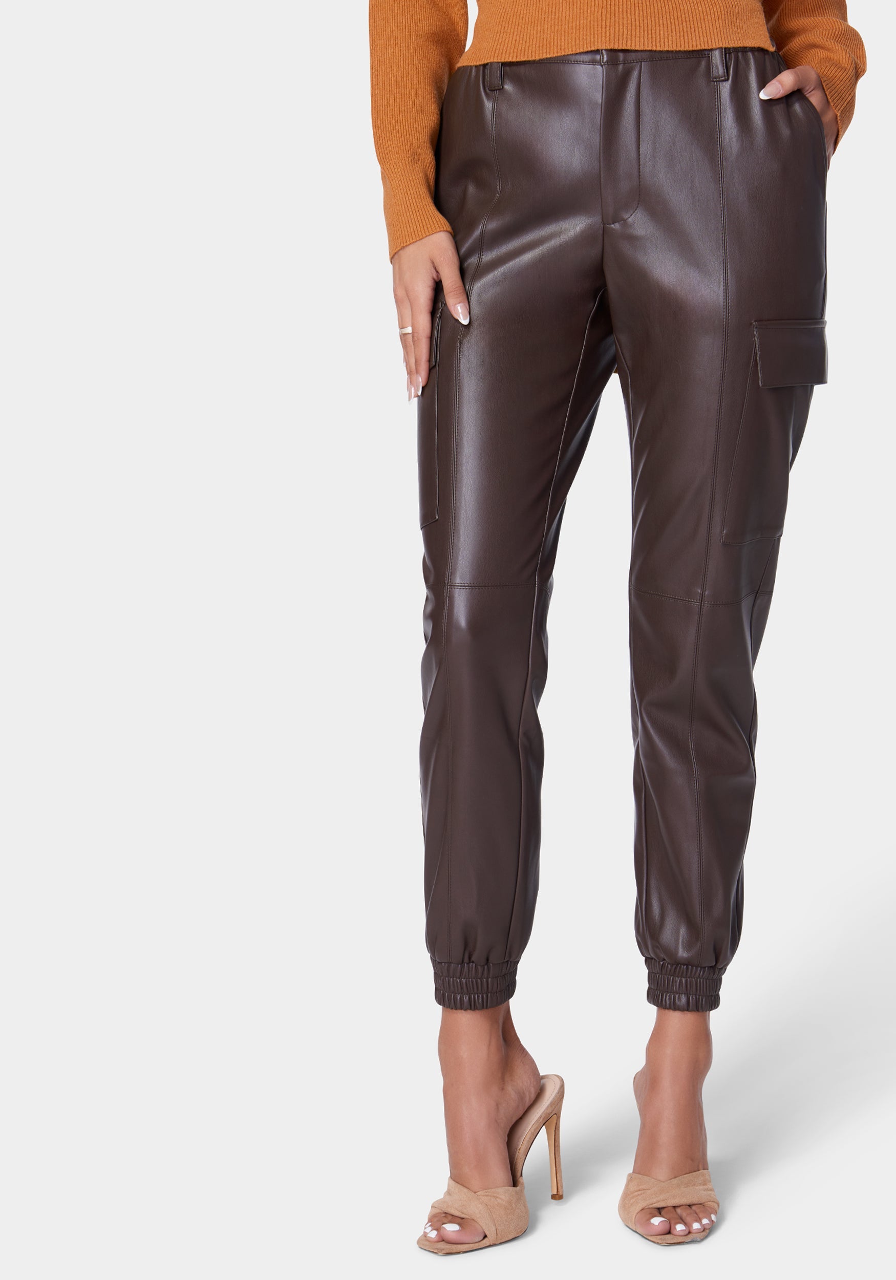 Vegan Leather Cargo Pocket Jogger-Beilave