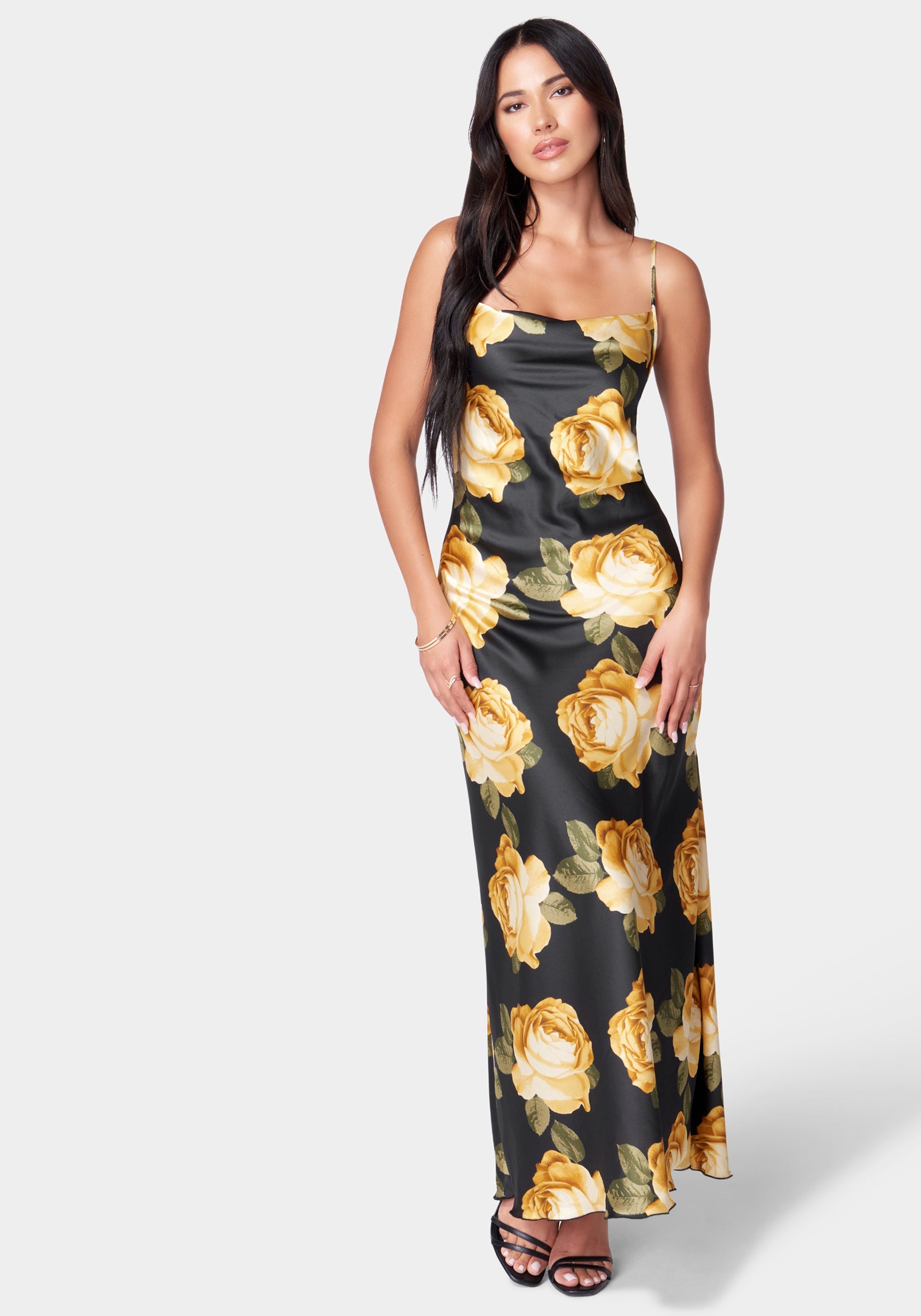Floral Cowl Neck Maxi Dress-Beilave