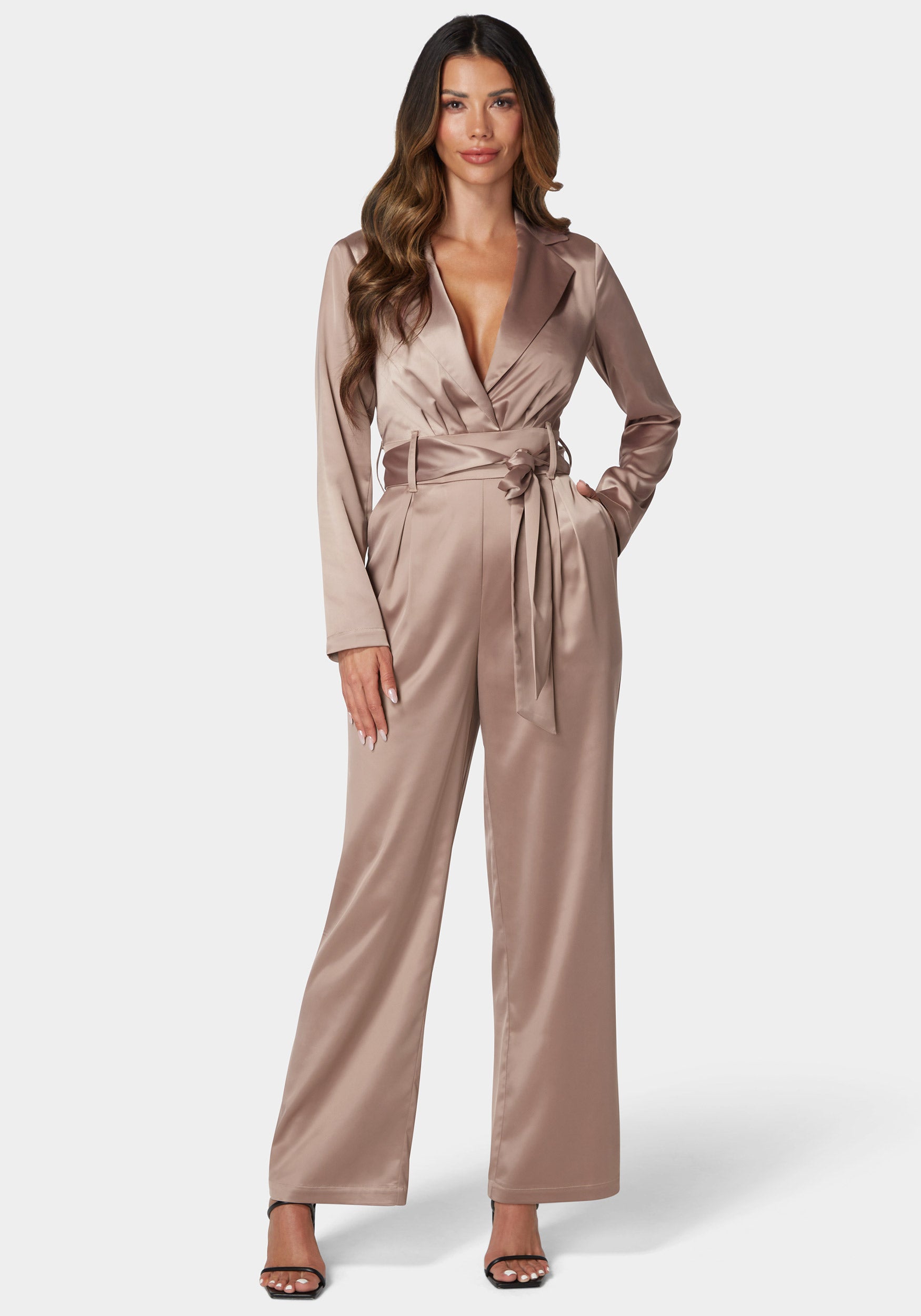 Satin Blazer Jumpsuit-Beilave