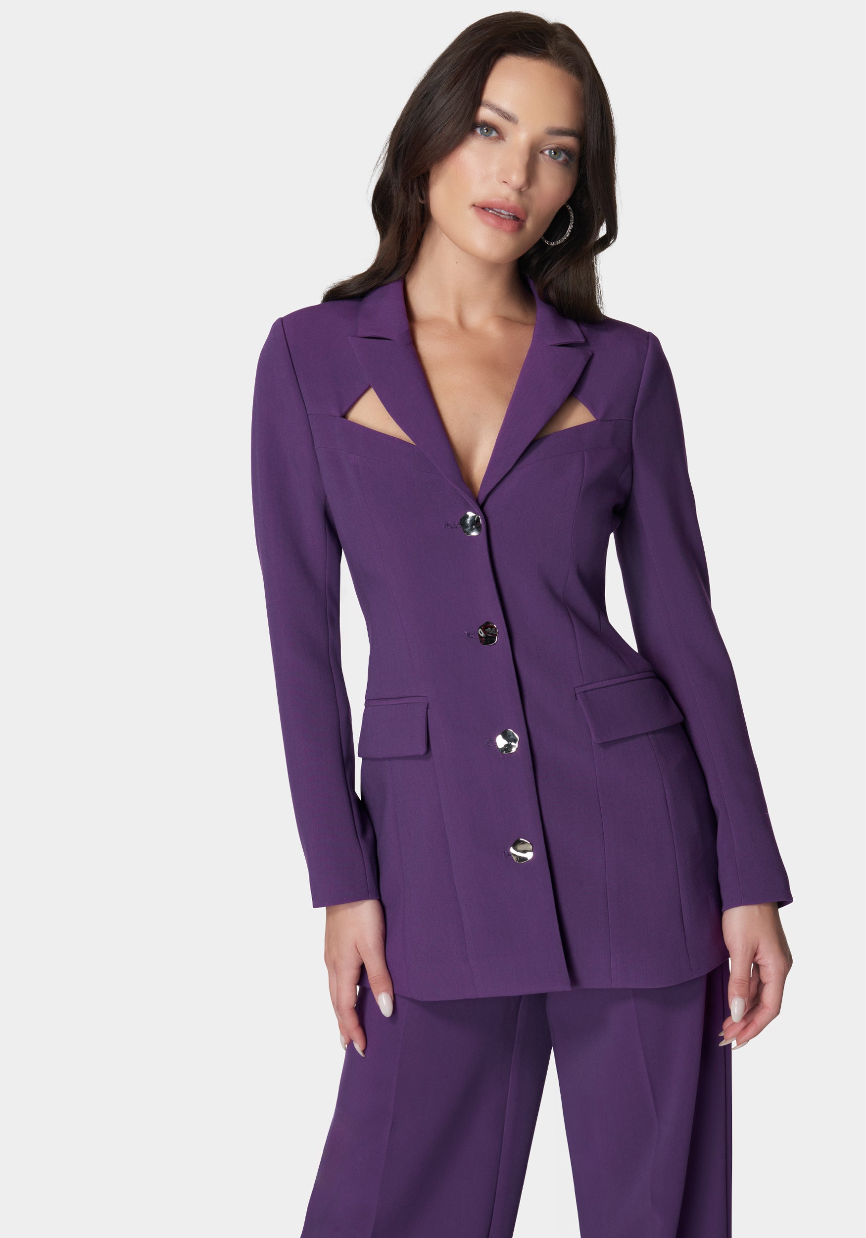 Woven Twill Cut Out Tailored Jacket-Beilave
